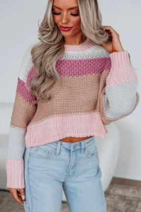 Cate Colorblock Sweater - Blush Mix,Women Sweater