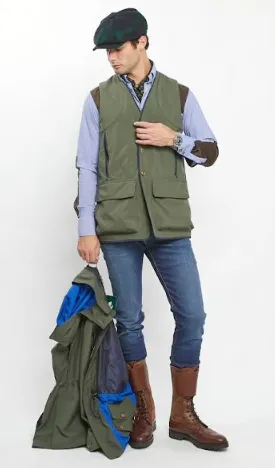 CDC Quilted Vest in Green Technical Fabric,Men