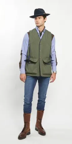 CDC Quilted Vest in Green Technical Fabric,Men
