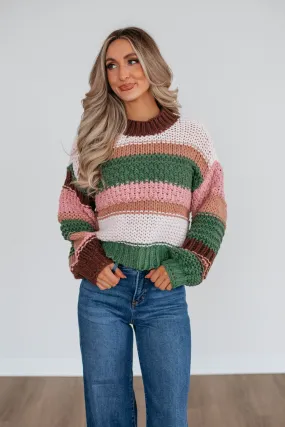 Celia Colorblock Sweater - Basil Mix,Women Sweater