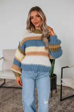 Celia Colorblock Sweater - Steel Blue Mix,Women Sweater