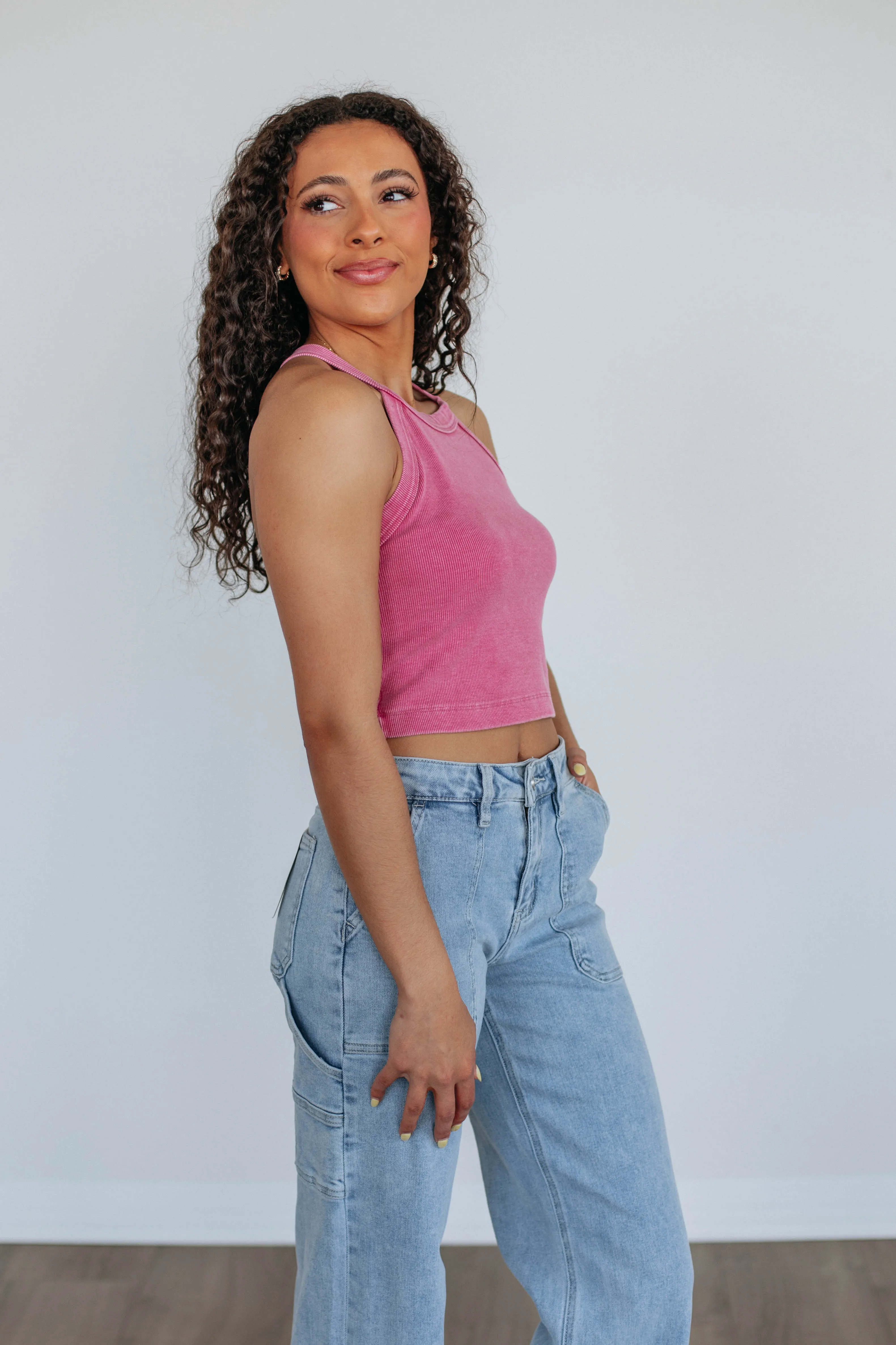 Chann Ribbed Tank - Berry,Women Tank