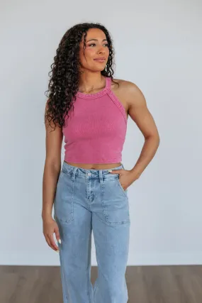 Chann Ribbed Tank - Berry,Women Tank
