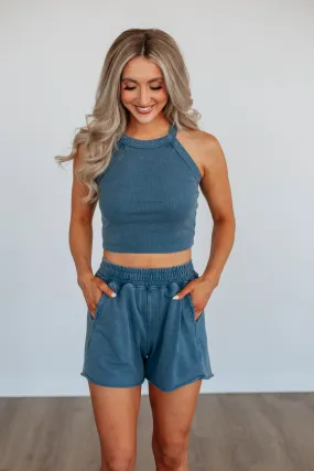 Chann Ribbed Tank - Deep Sea,Women Tank