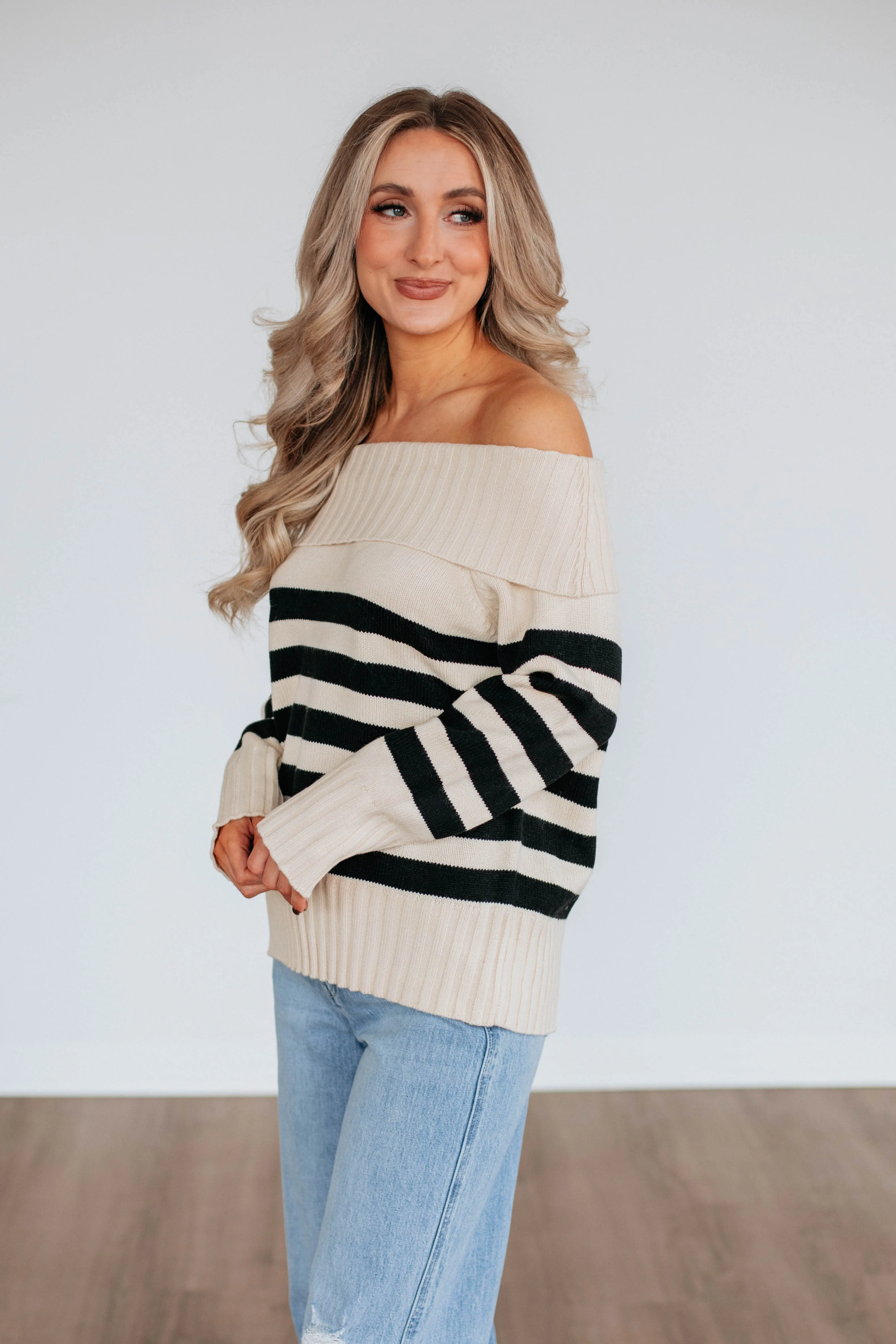 Chantelle Off The Shoulder Sweater - Cream,Women Sweater