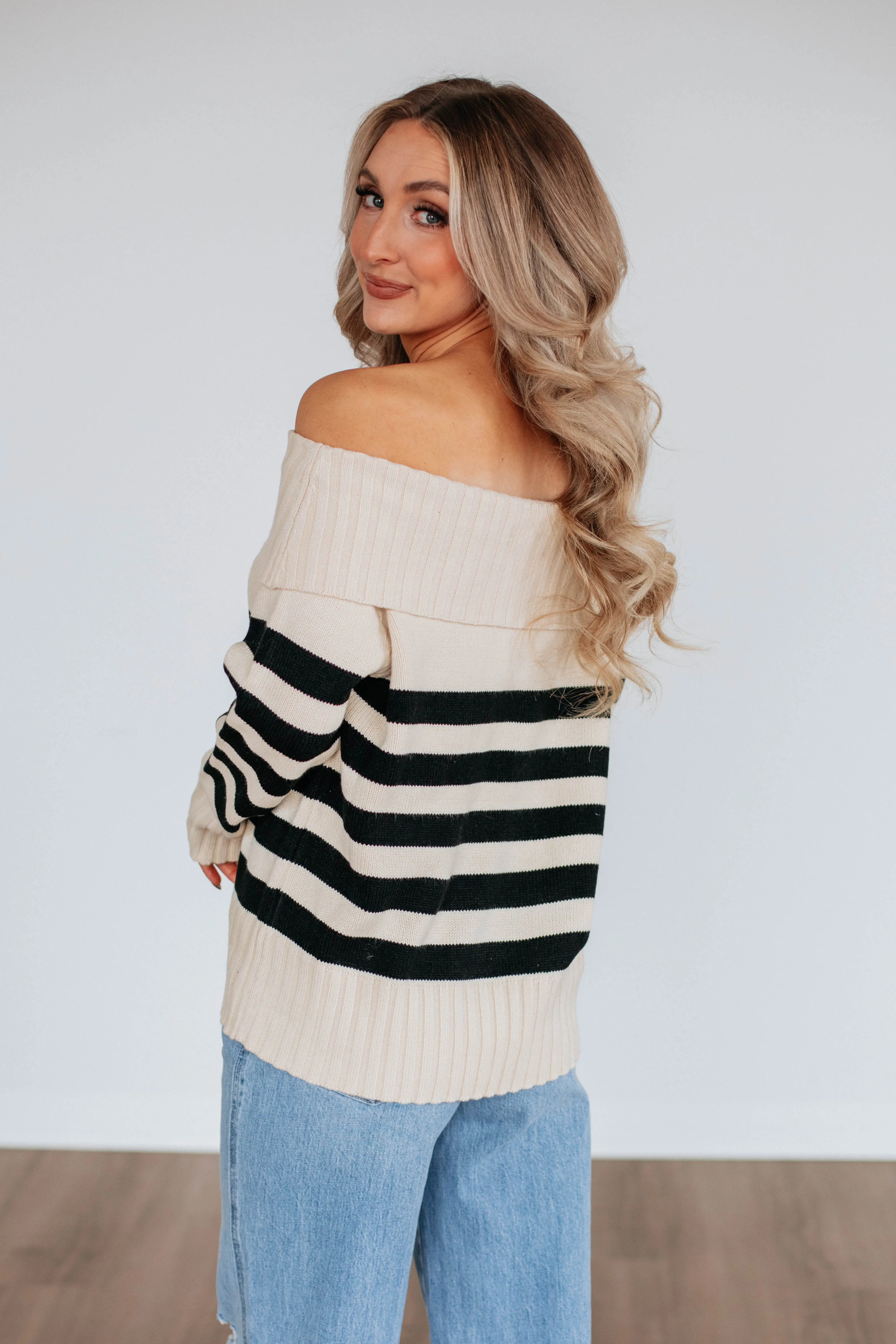 Chantelle Off The Shoulder Sweater - Cream,Women Sweater