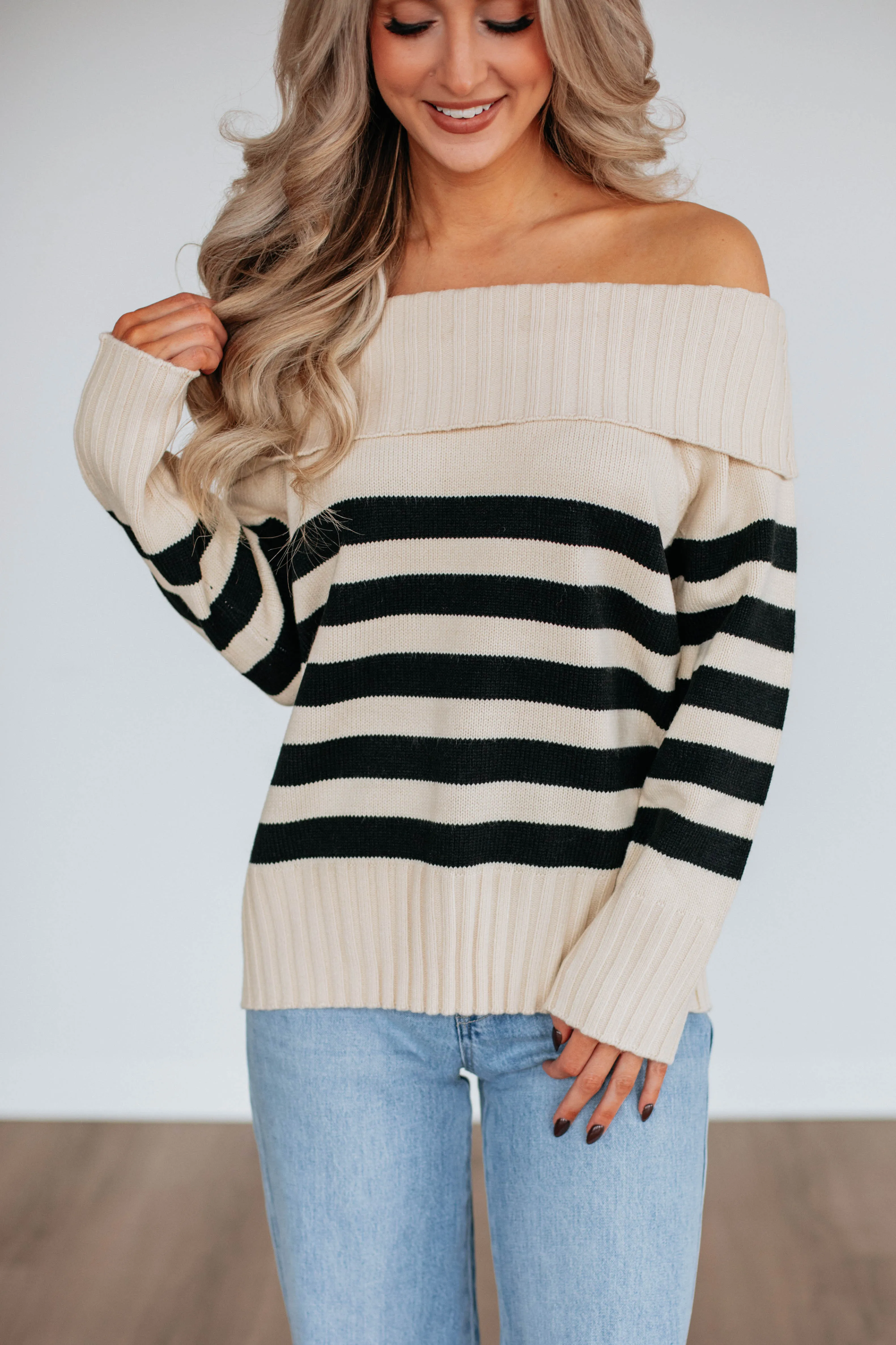 Chantelle Off The Shoulder Sweater - Cream,Women Sweater