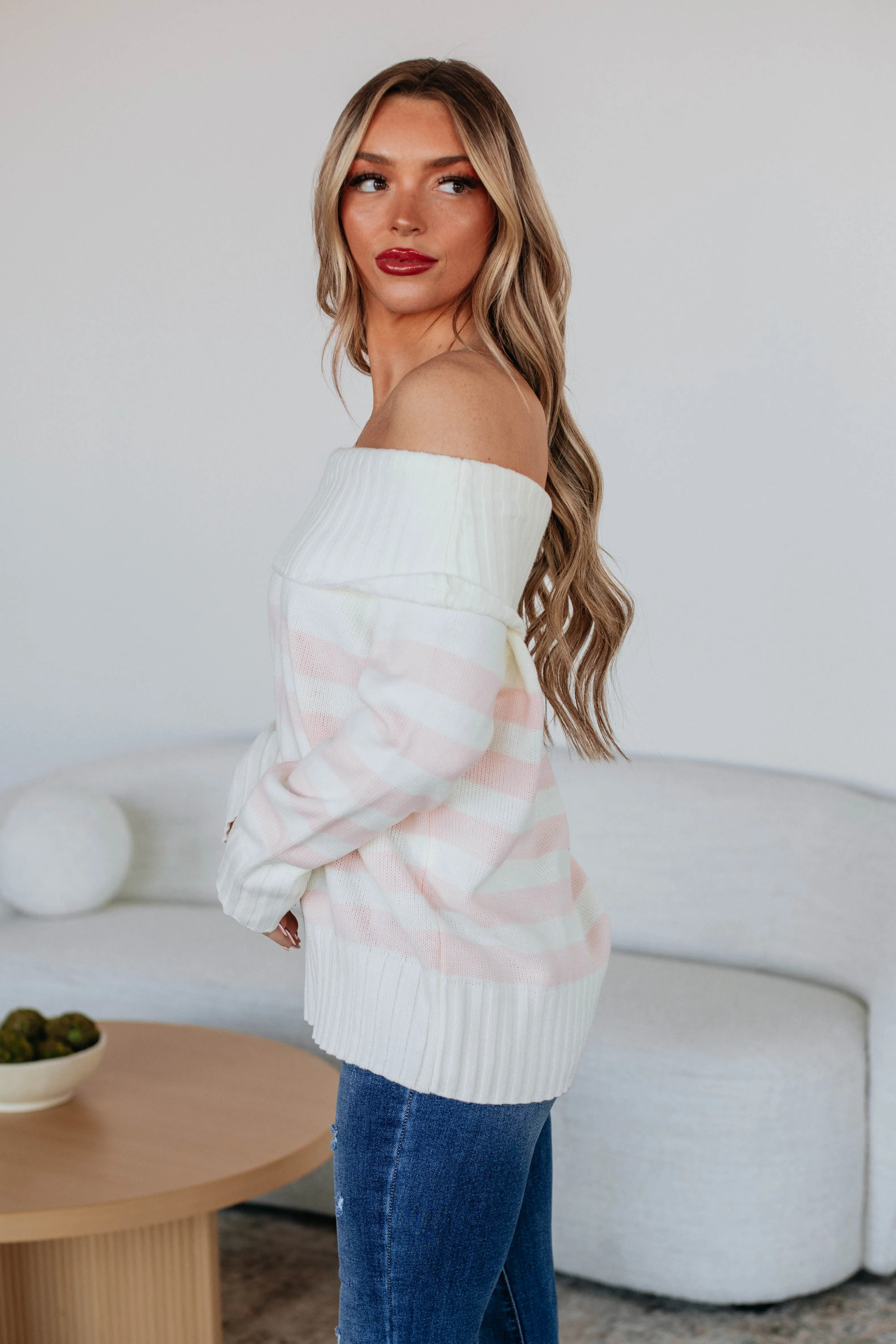 Chantelle Off The Shoulder Sweater - Ivory,Women Sweater