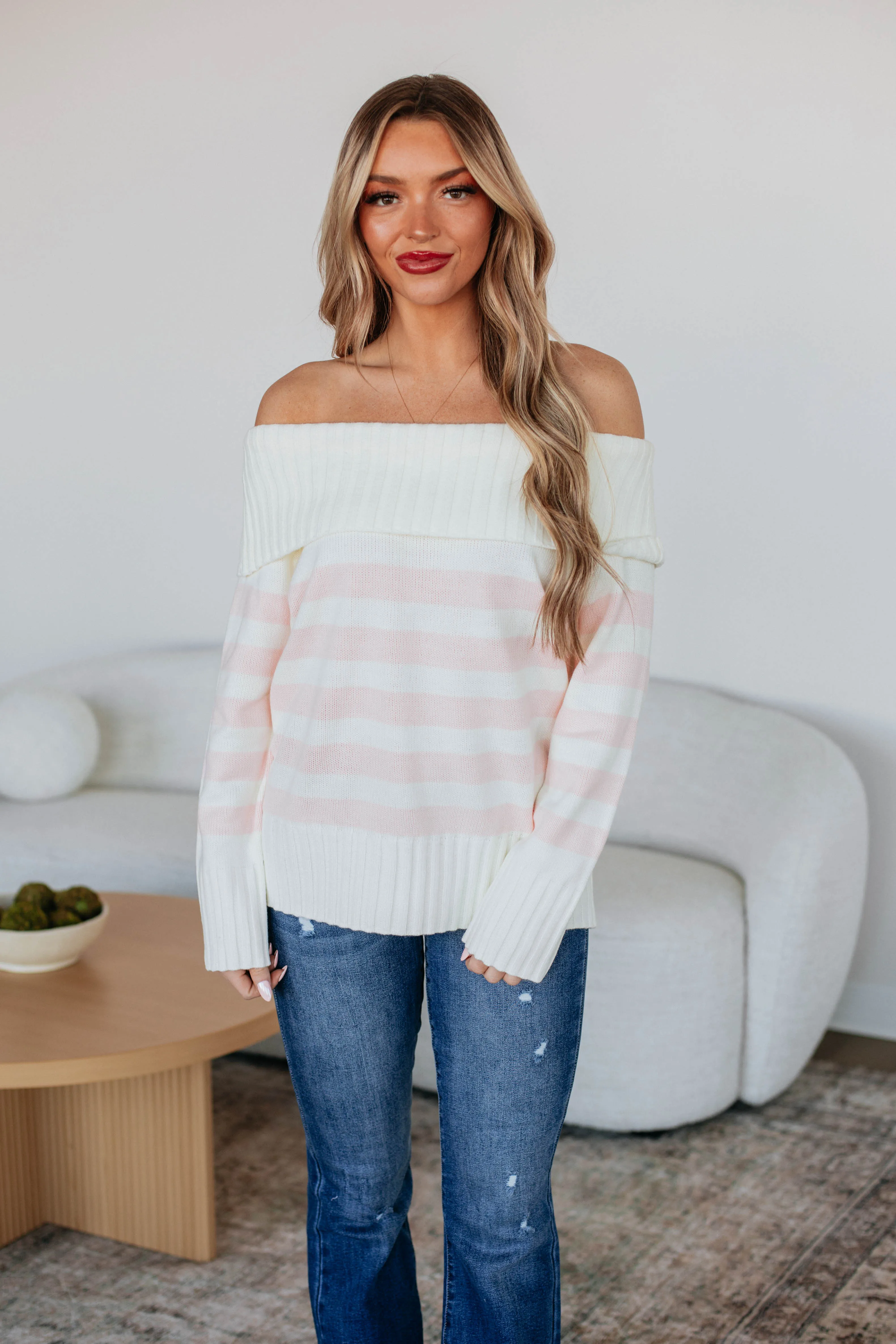 Chantelle Off The Shoulder Sweater - Ivory,Women Sweater