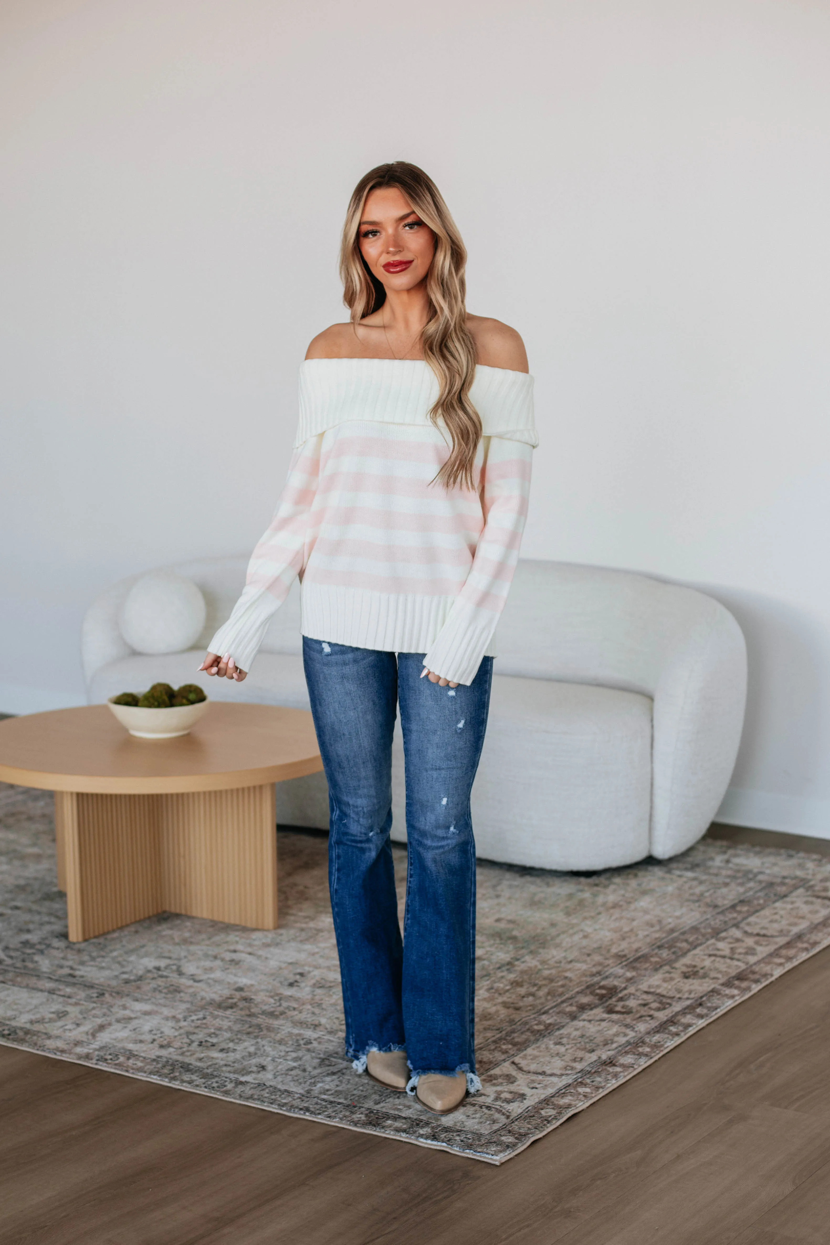Chantelle Off The Shoulder Sweater - Ivory,Women Sweater