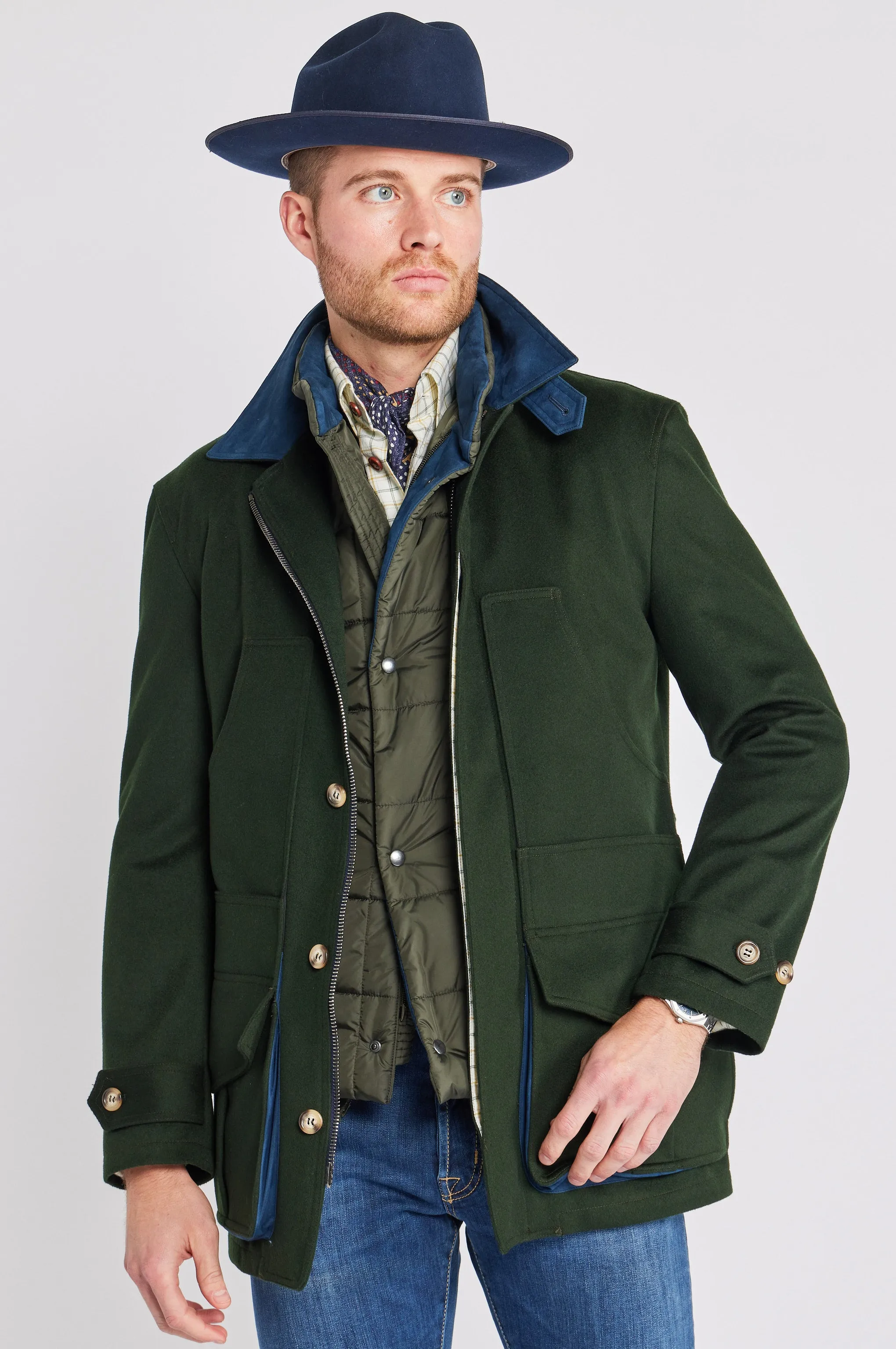 Charlie Field Coat in Hunter Green Storm System,Men