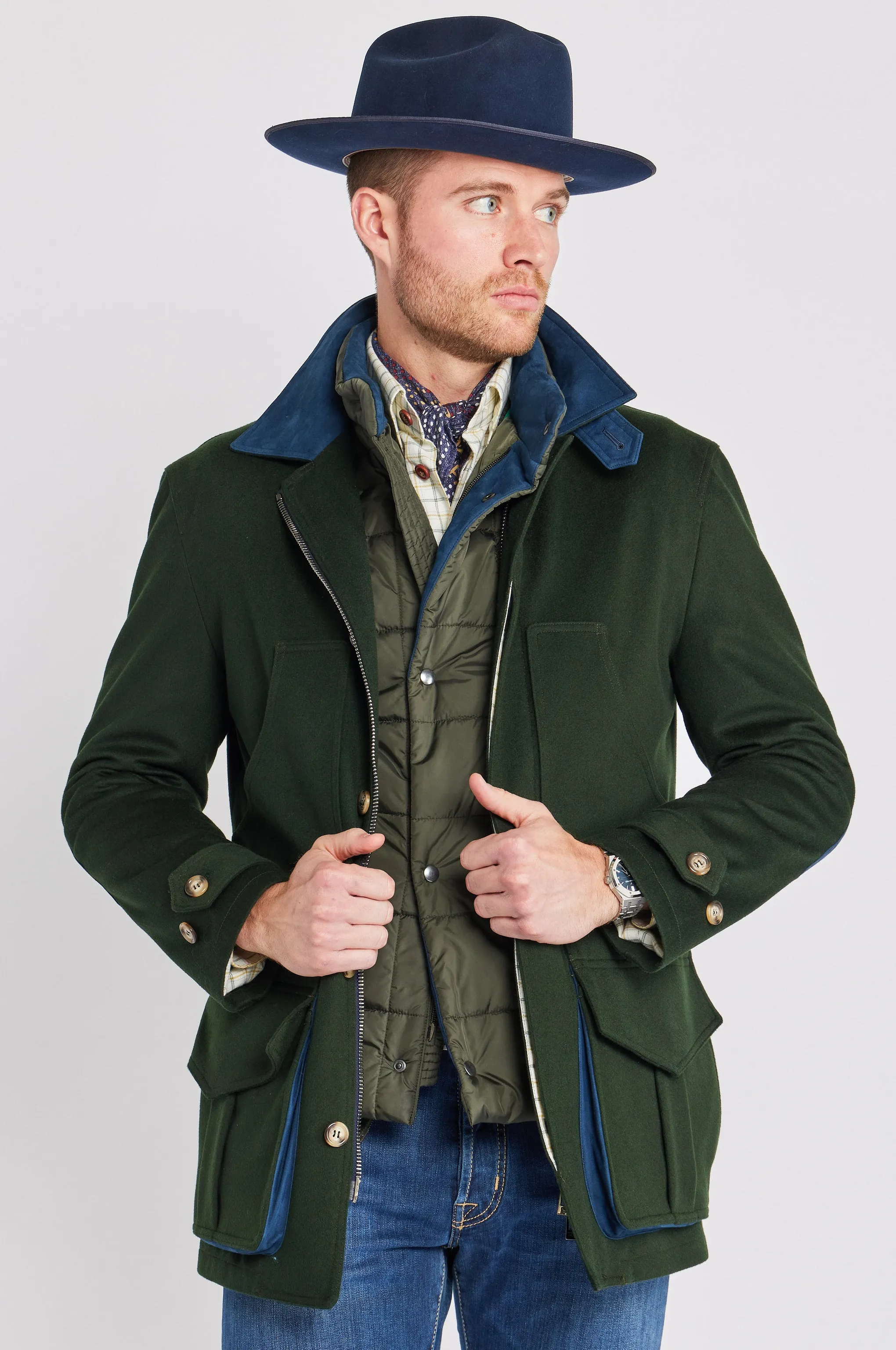 Charlie Field Coat in Hunter Green Storm System,Men