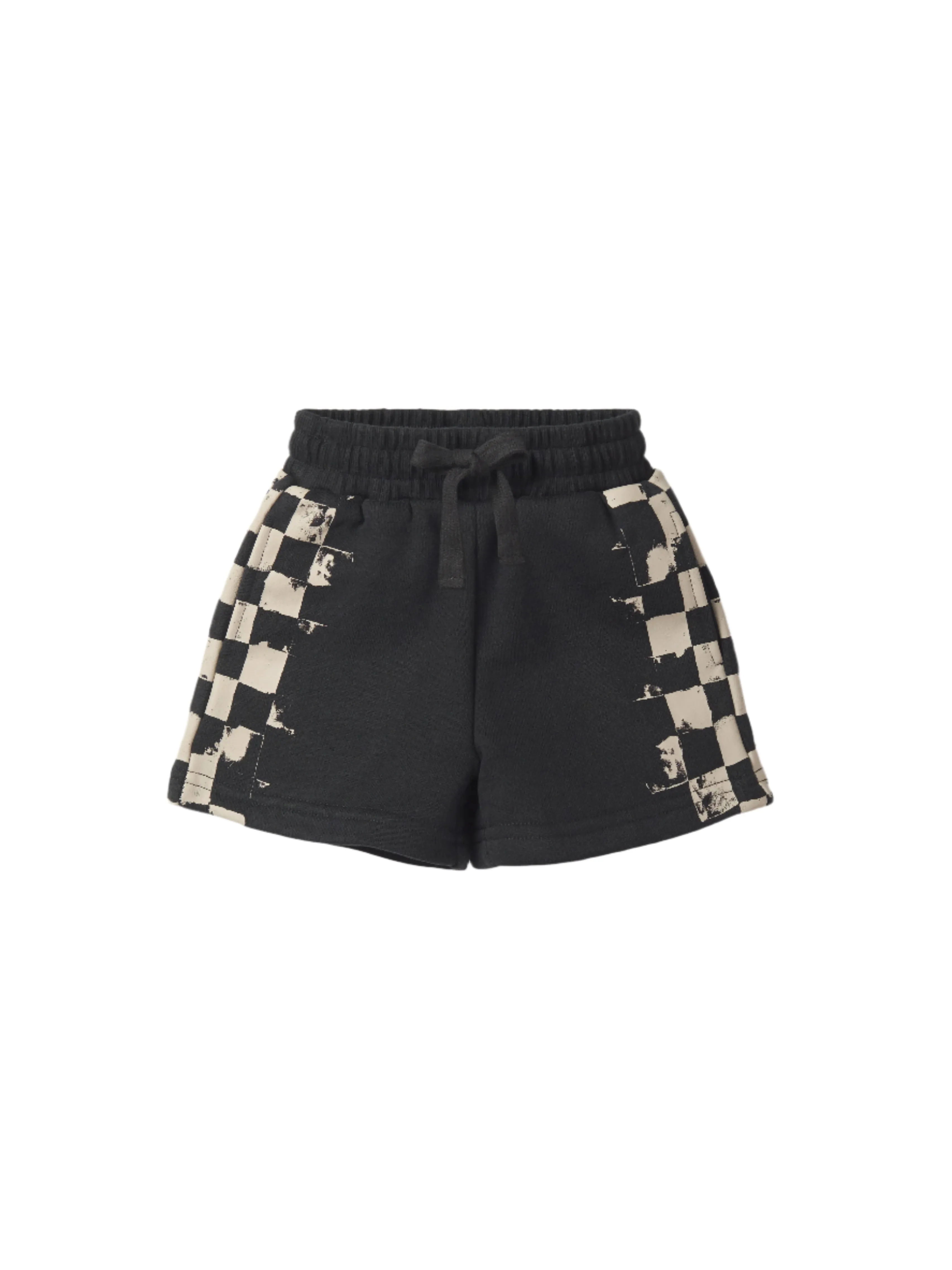 Check Stripe Sweatshort - Black,Kids