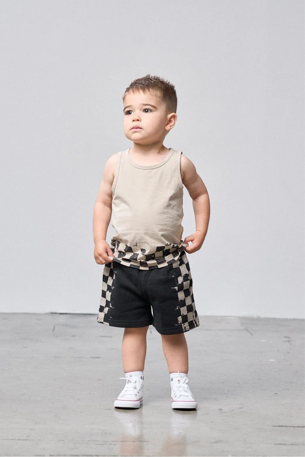 Check Stripe Sweatshort - Black,Kids