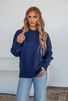 Chelsea Mock Neck Sweater - Navy,Women Sweater