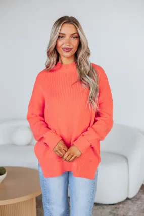 Chelsea Mock Neck Sweater - Sorbet,Women Sweater