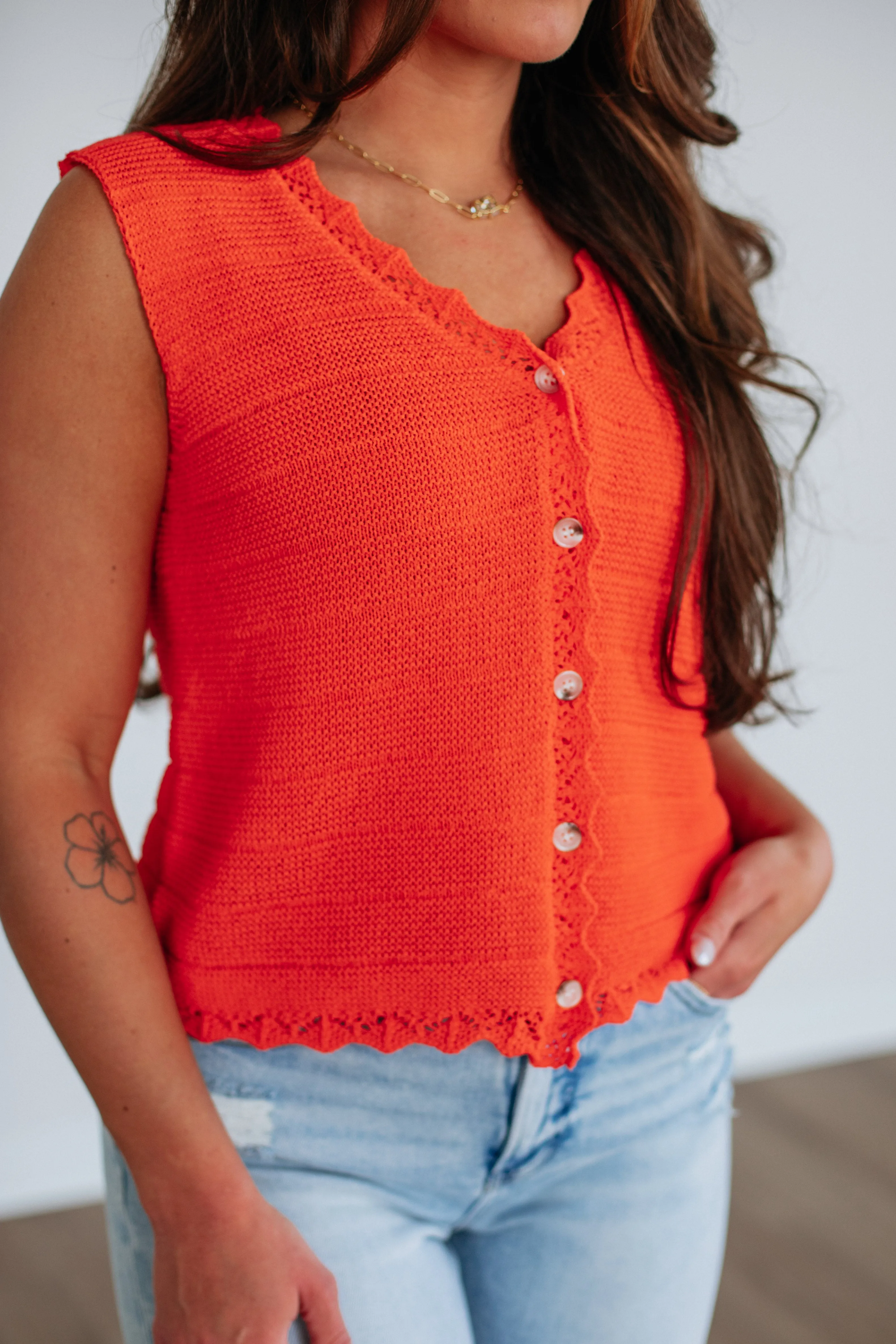 Cheryl Sweater Vest - Papaya,Women Sweater