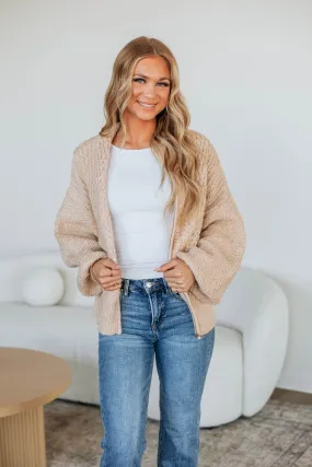 Chivonne Cable Knit Zip-Up,Women Sweater