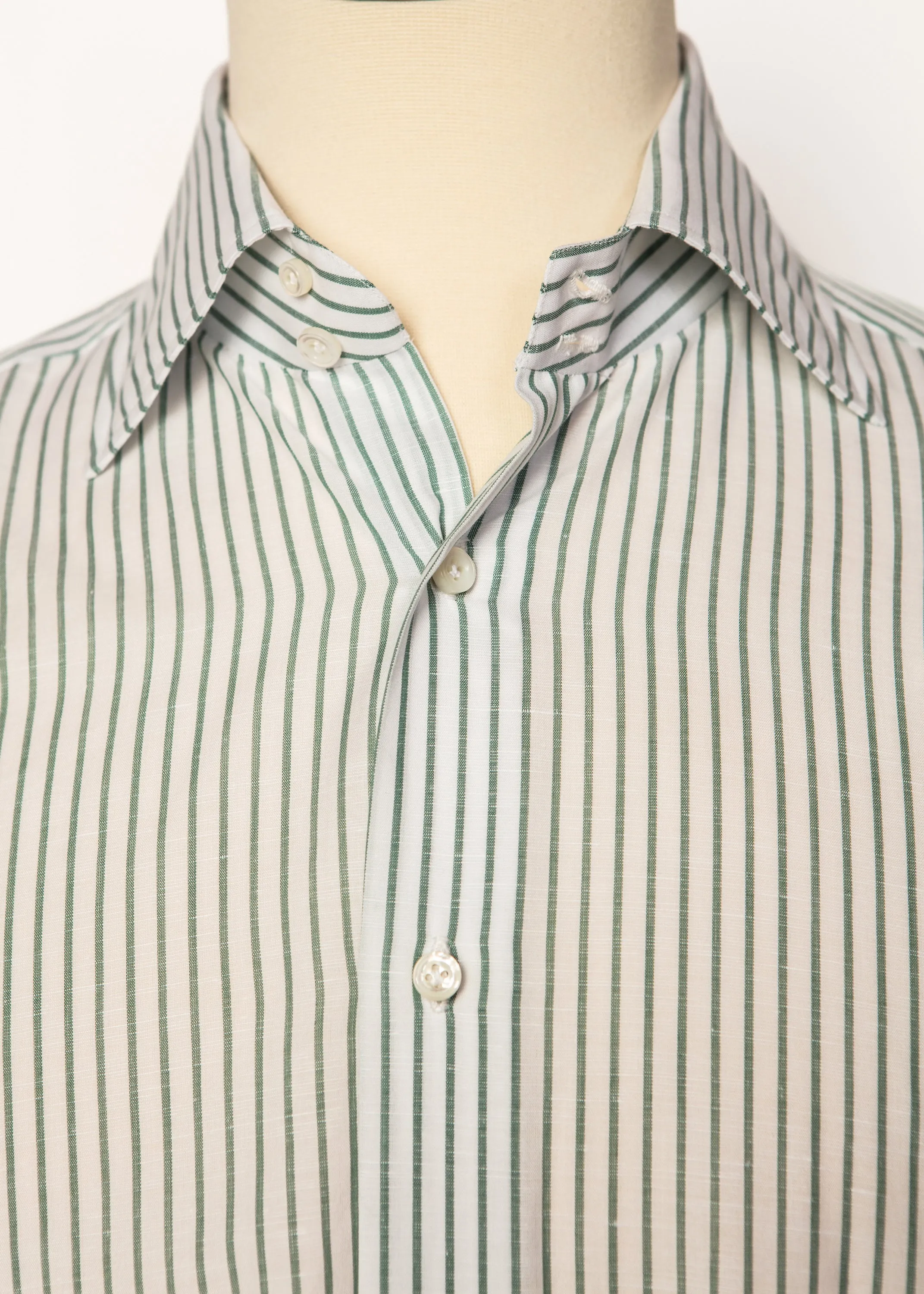 Classic Shirt in White w/Sage Stripes,Men
