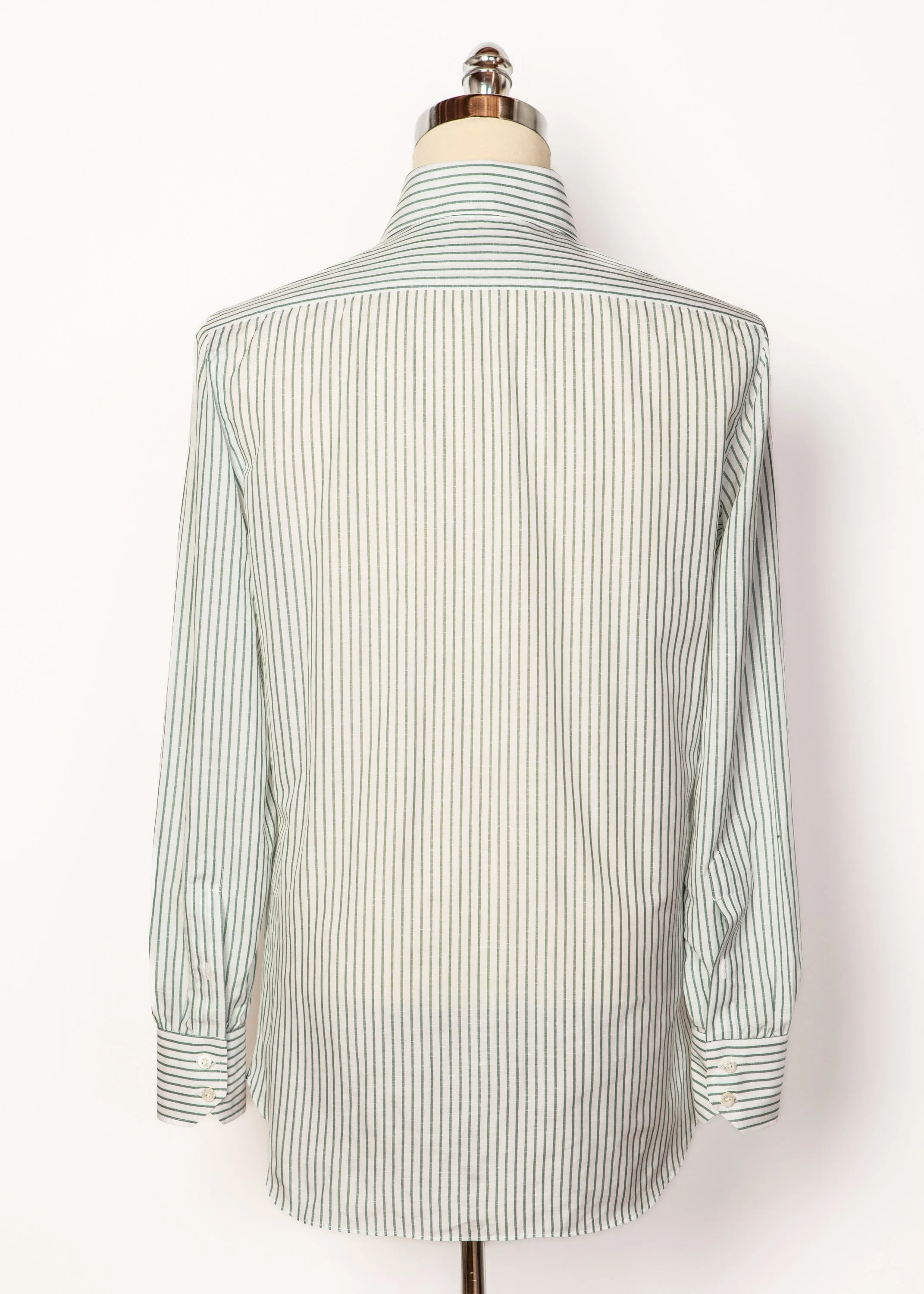 Classic Shirt in White w/Sage Stripes,Men