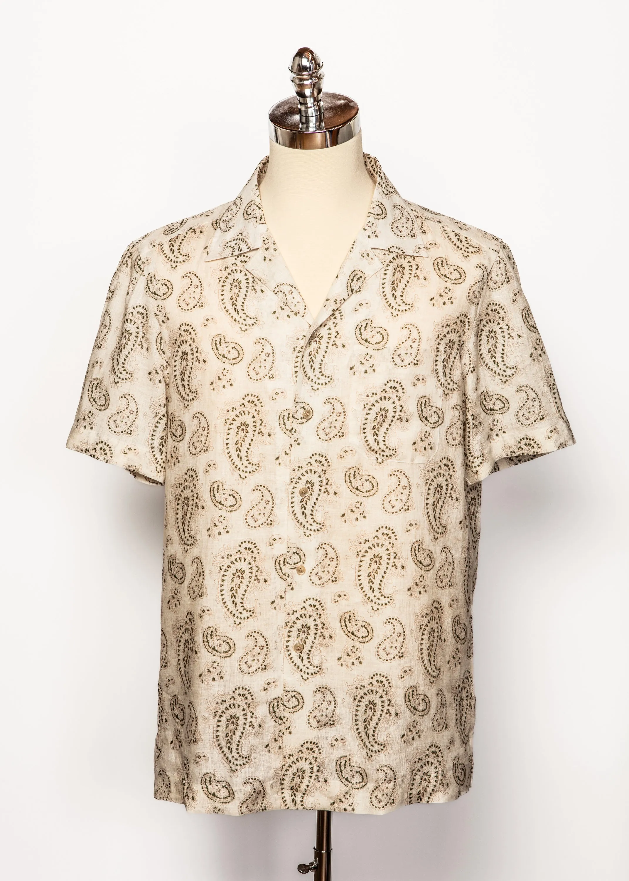 Connery Kemp Collar Shirt in Sage Paisley,Men
