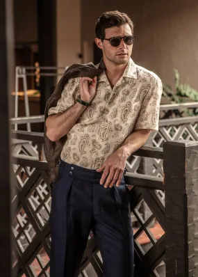 Connery Kemp Collar Shirt in Sage Paisley,Men