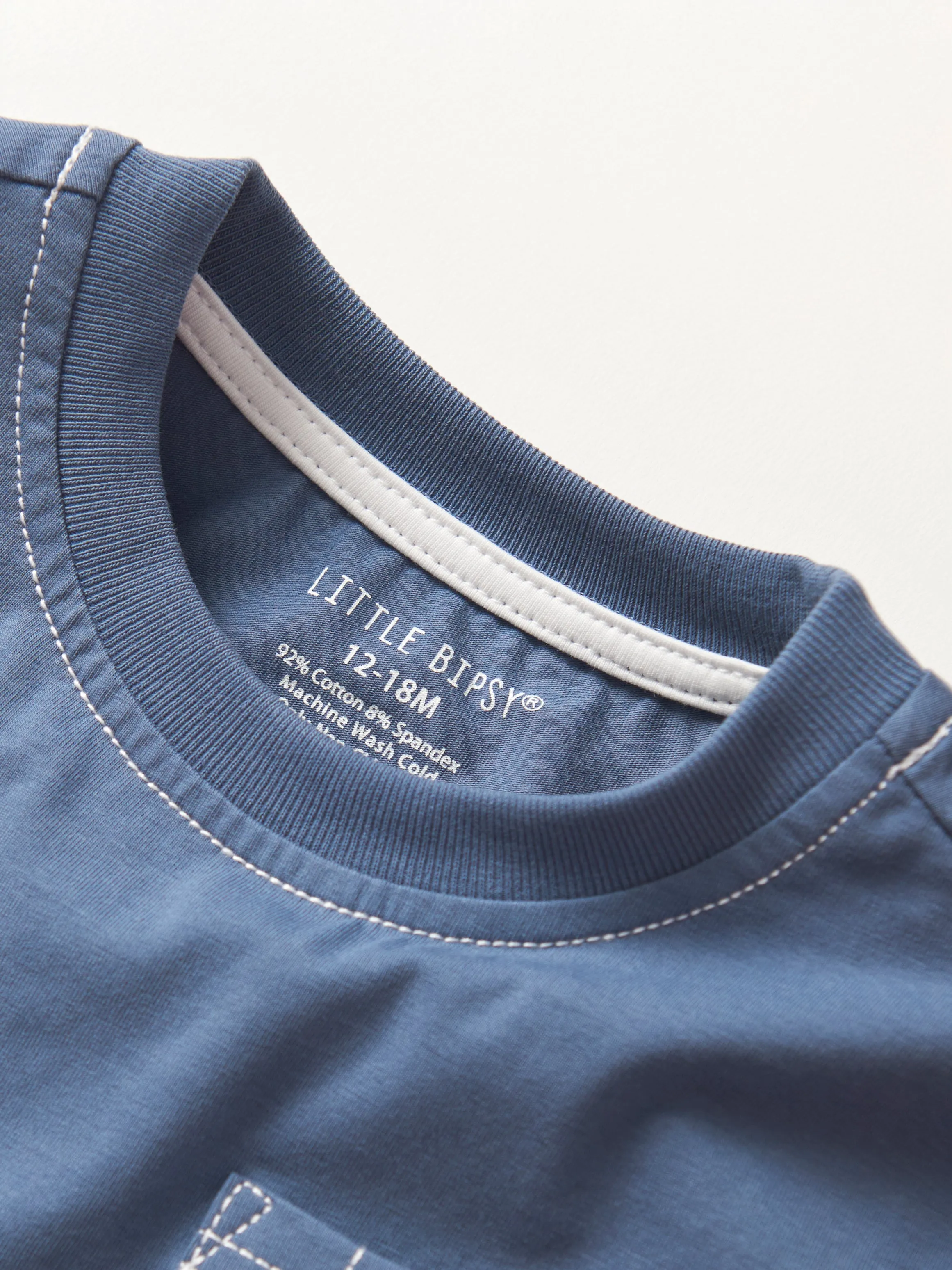 Contrast Thread Tee - Blue,Kids