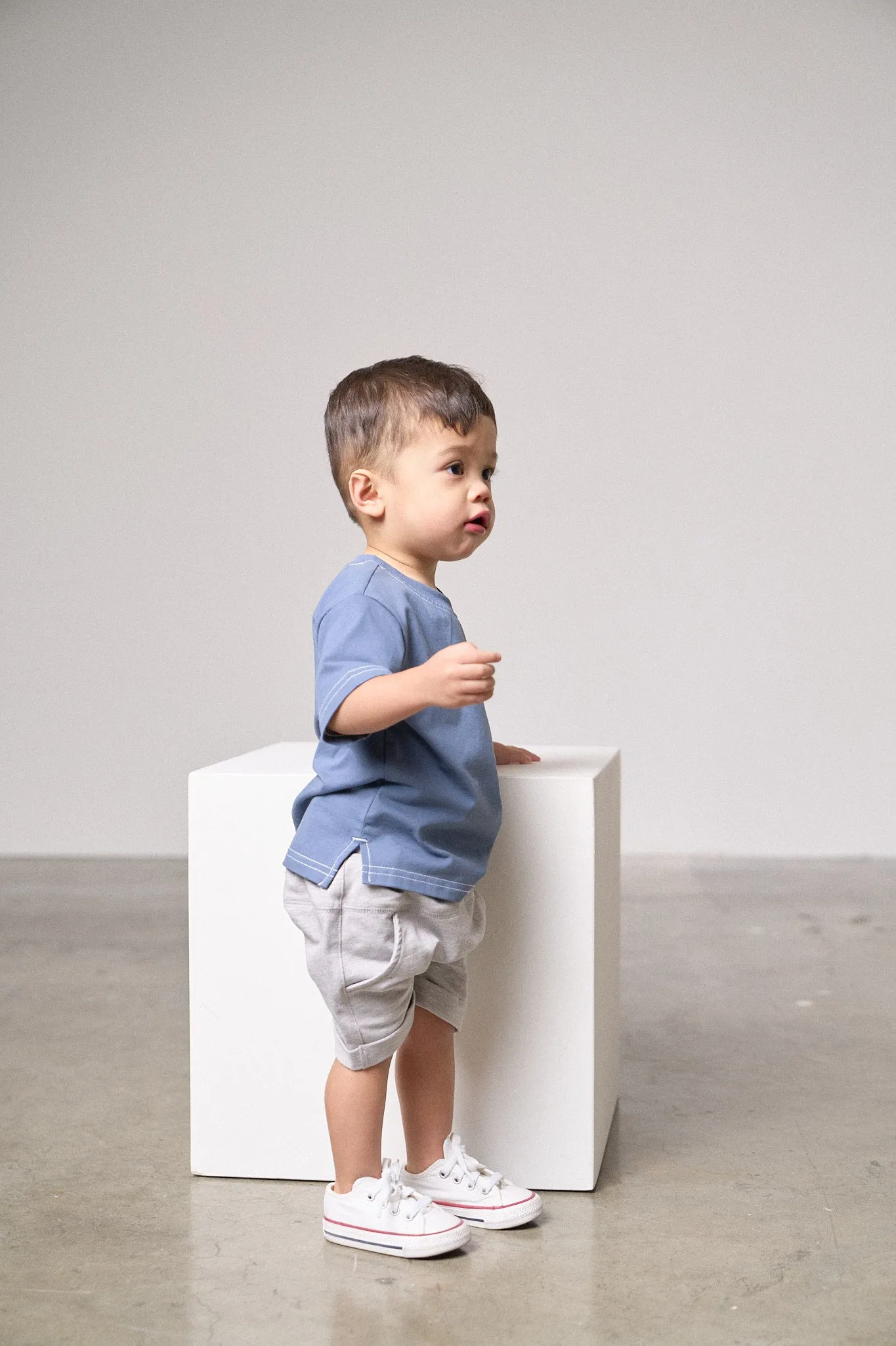 Contrast Thread Tee - Blue,Kids