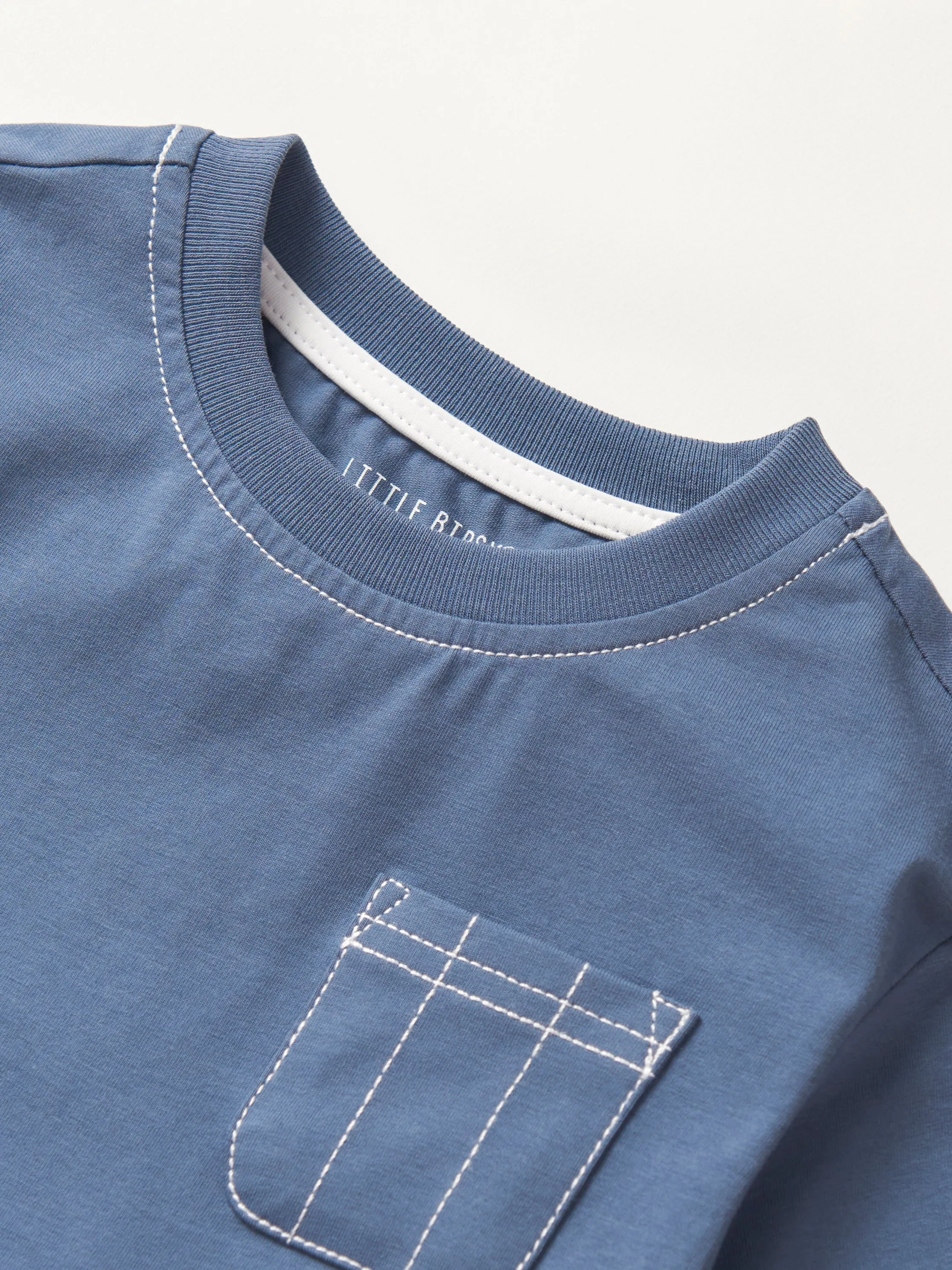 Contrast Thread Tee - Blue,Kids