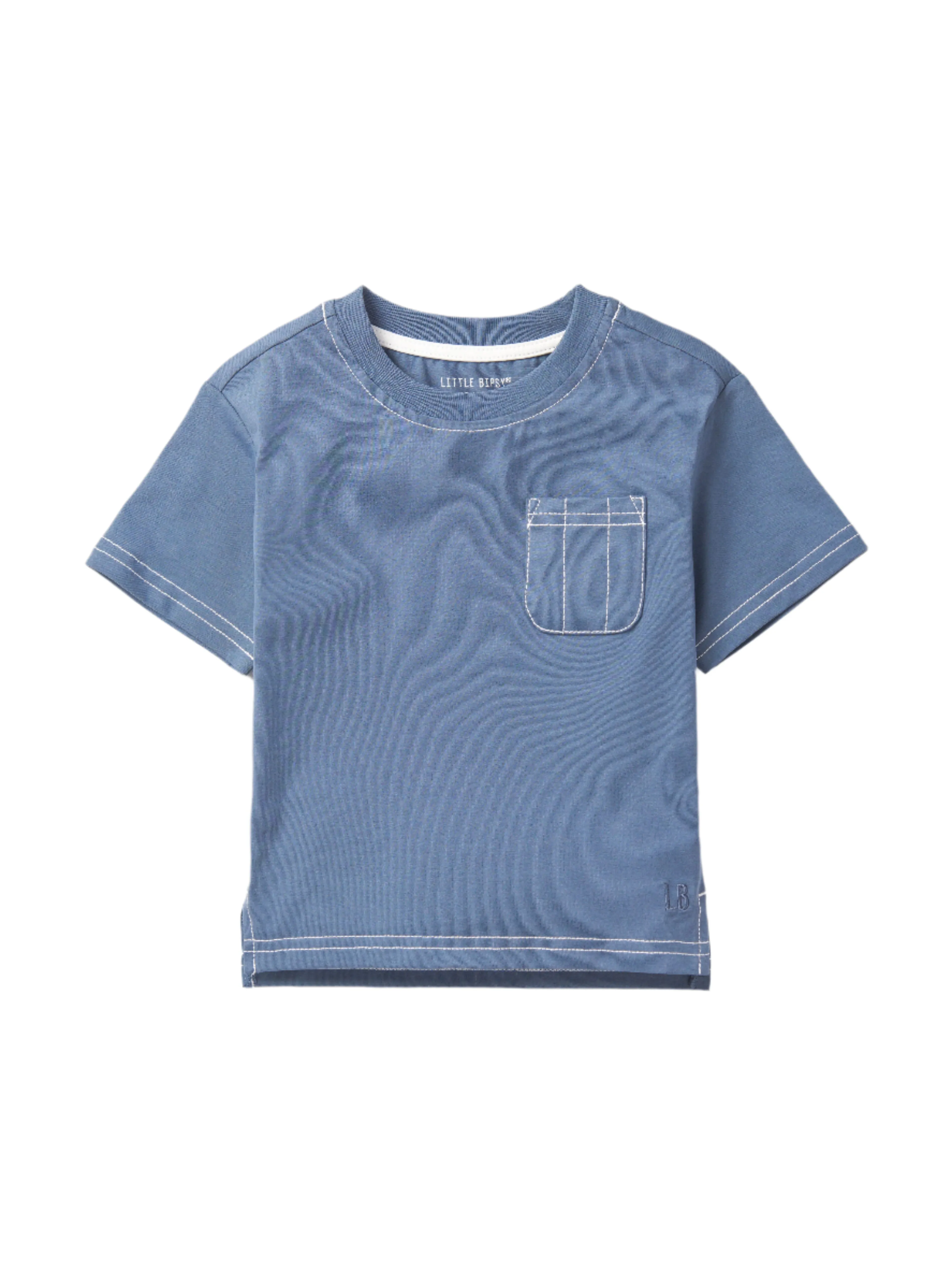 Contrast Thread Tee - Blue,Kids