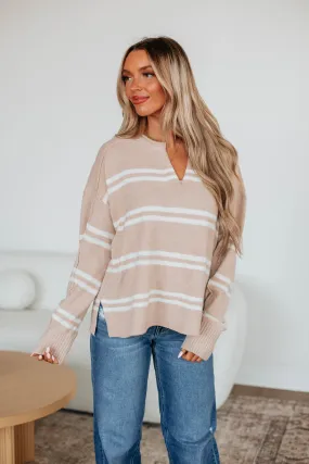 Covey Striped Sweater - Sand,Women Sweater