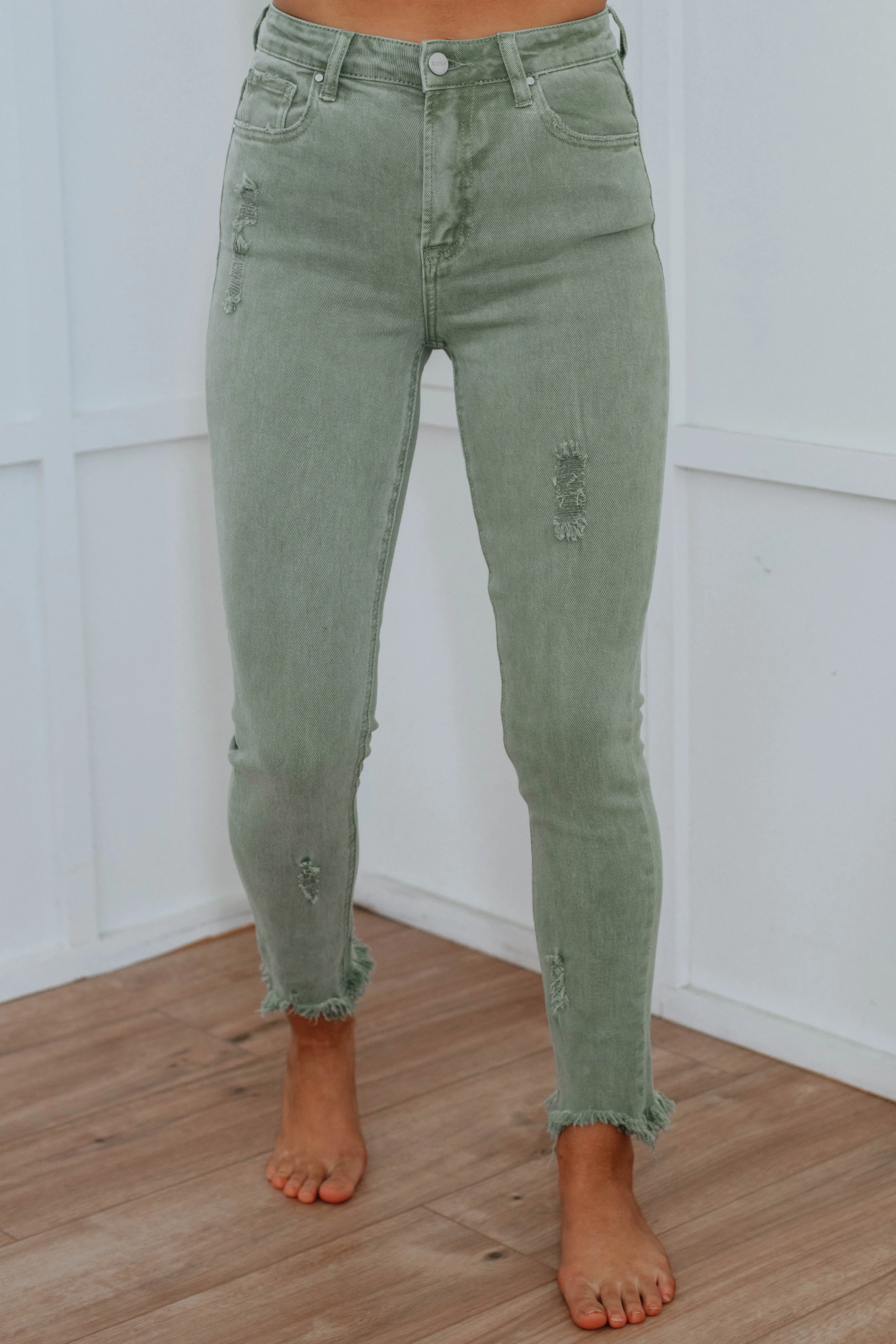 Daisie Risen Jeans - Olive,Jeans Women
