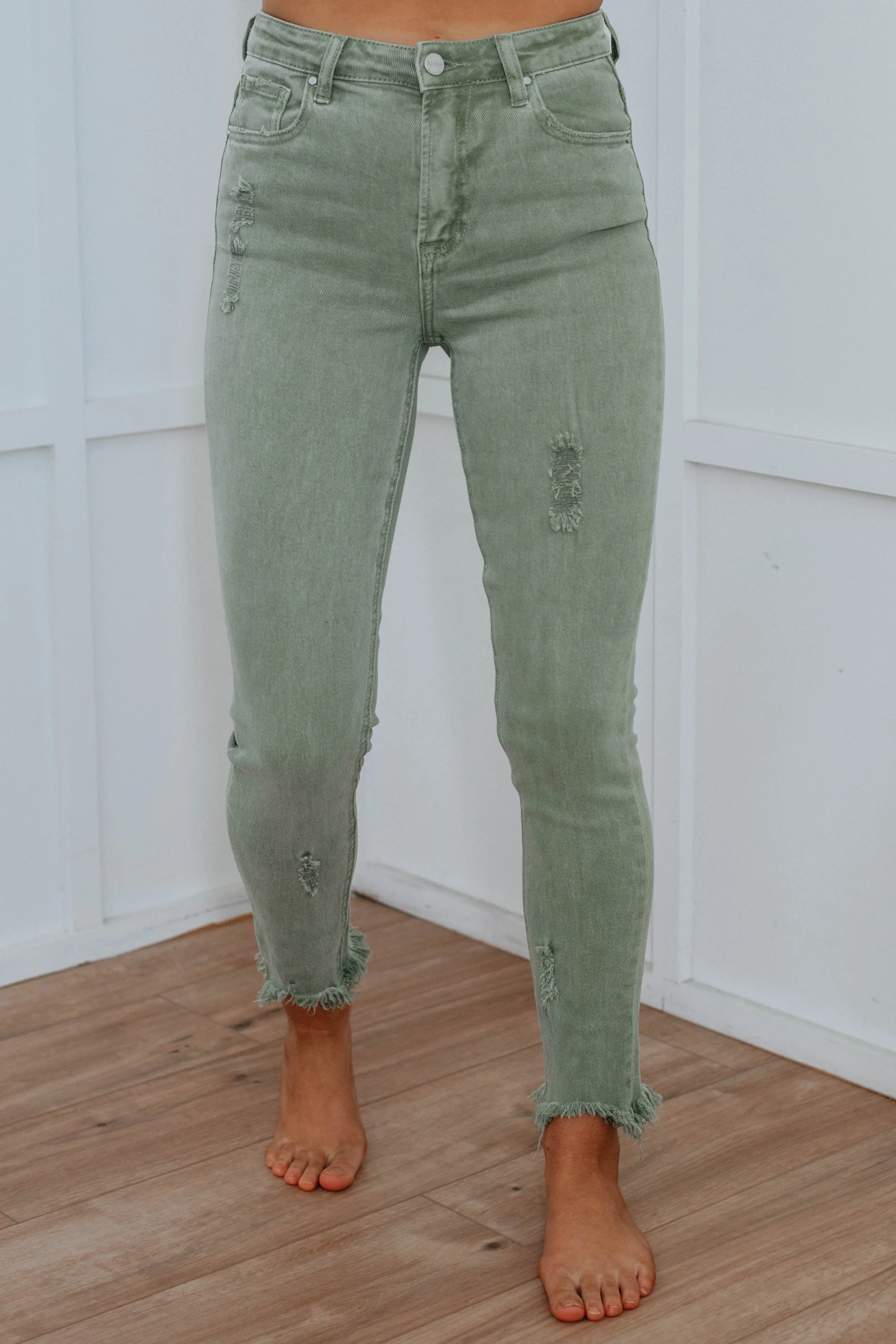Daisie Risen Jeans - Olive,Jeans Women
