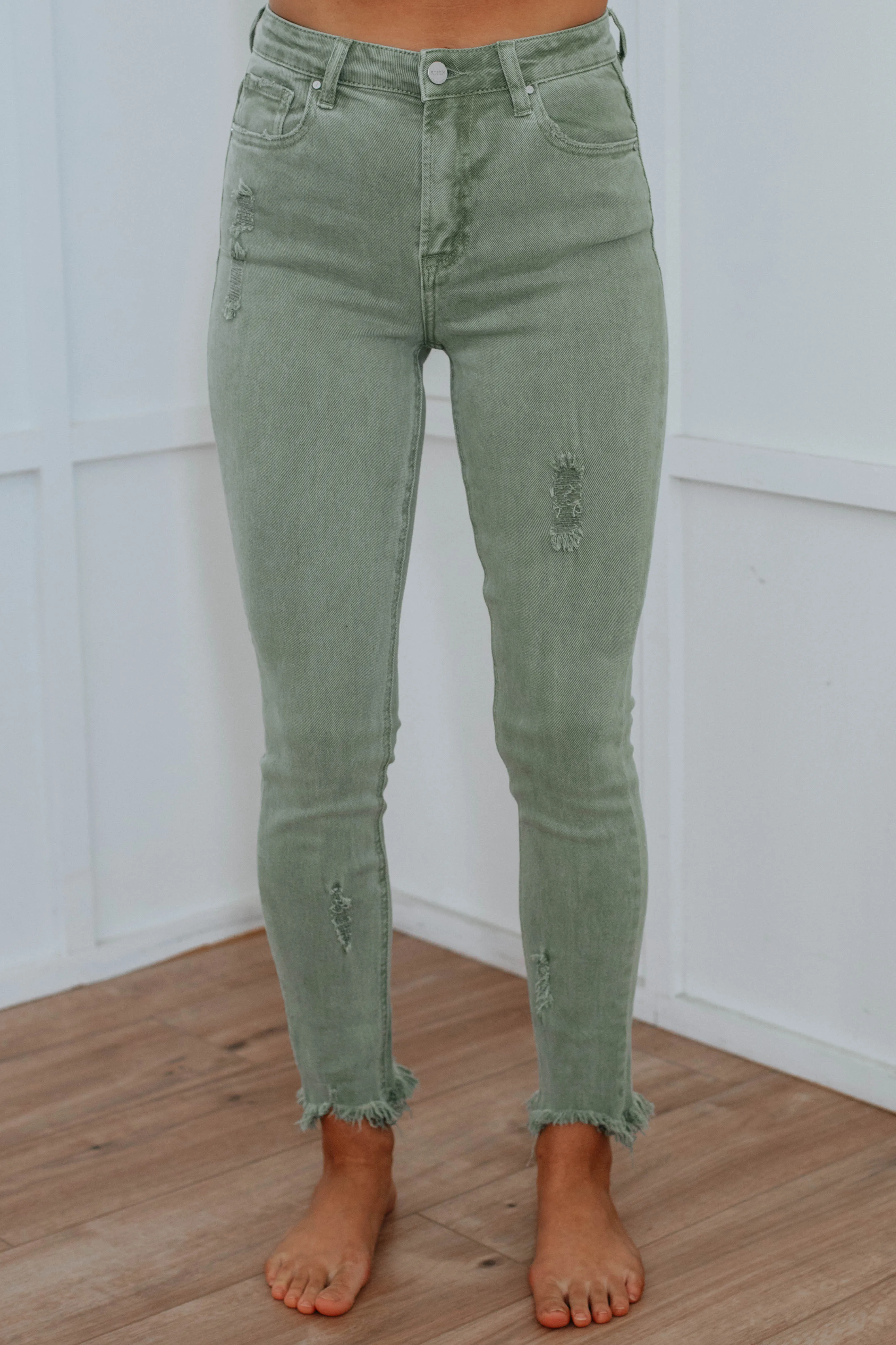 Daisie Risen Jeans - Olive,Jeans Women
