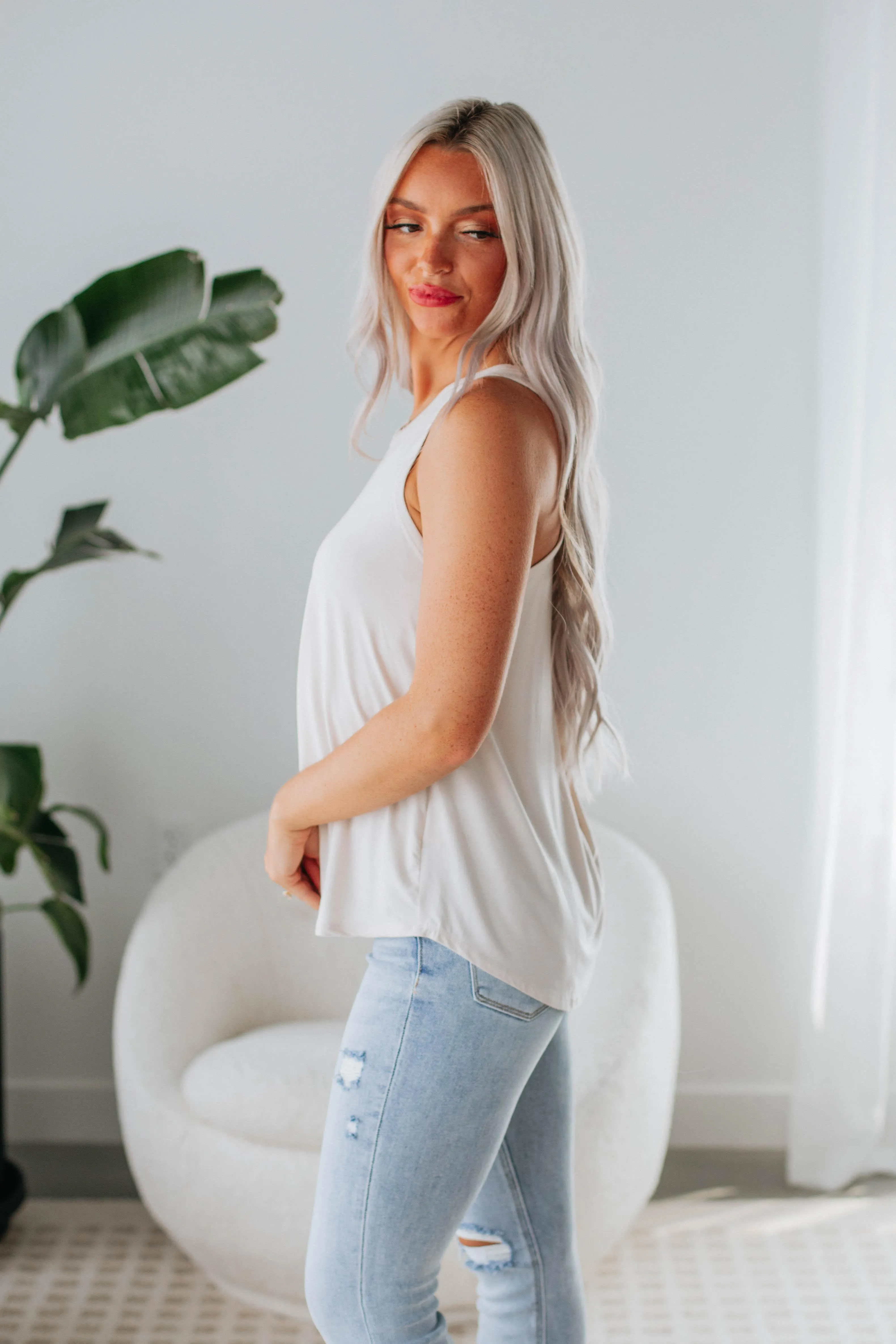Dava Basic Tank - Natural,Women Tank