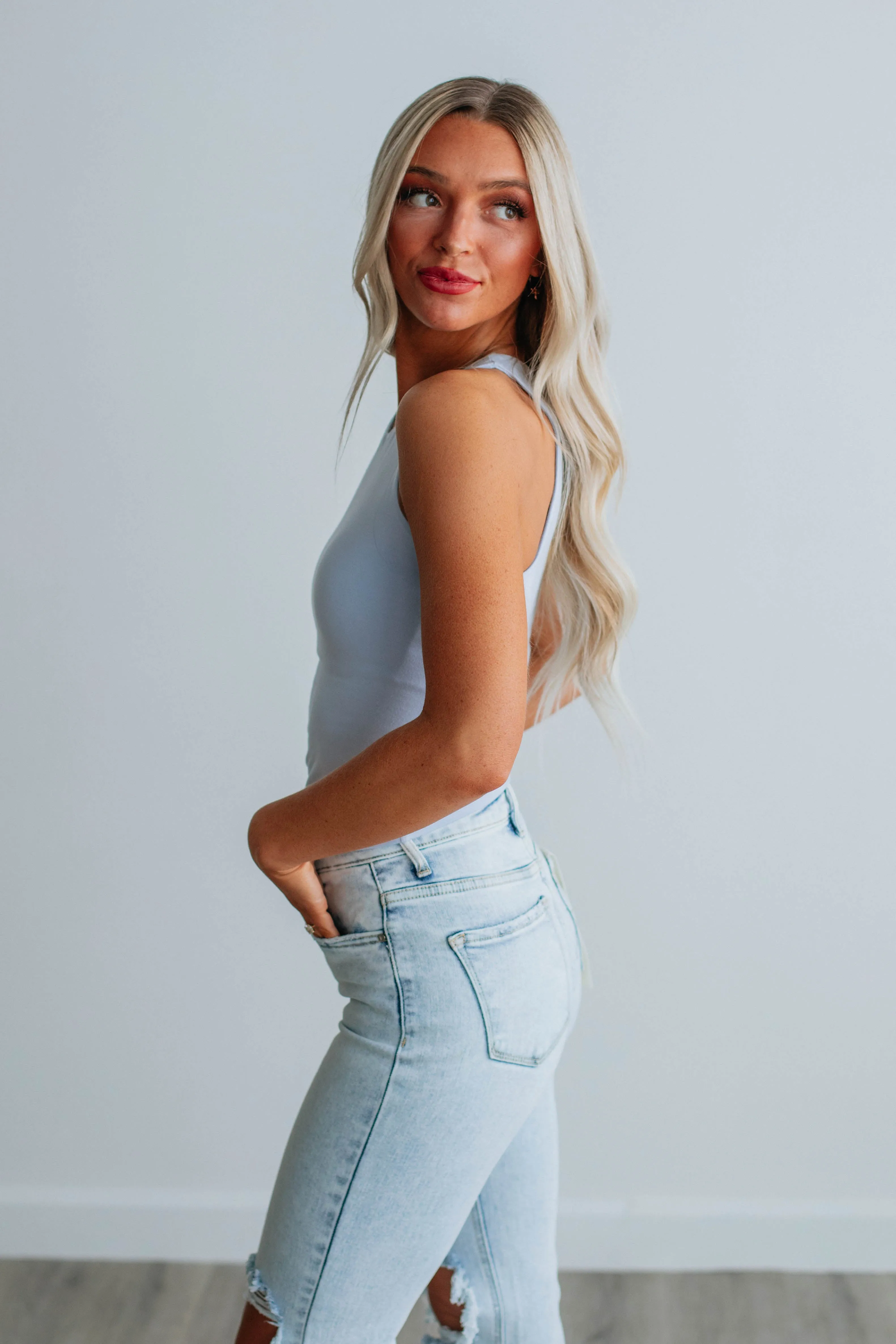 Demi Basic Tank - Powder Blue,Women Tank