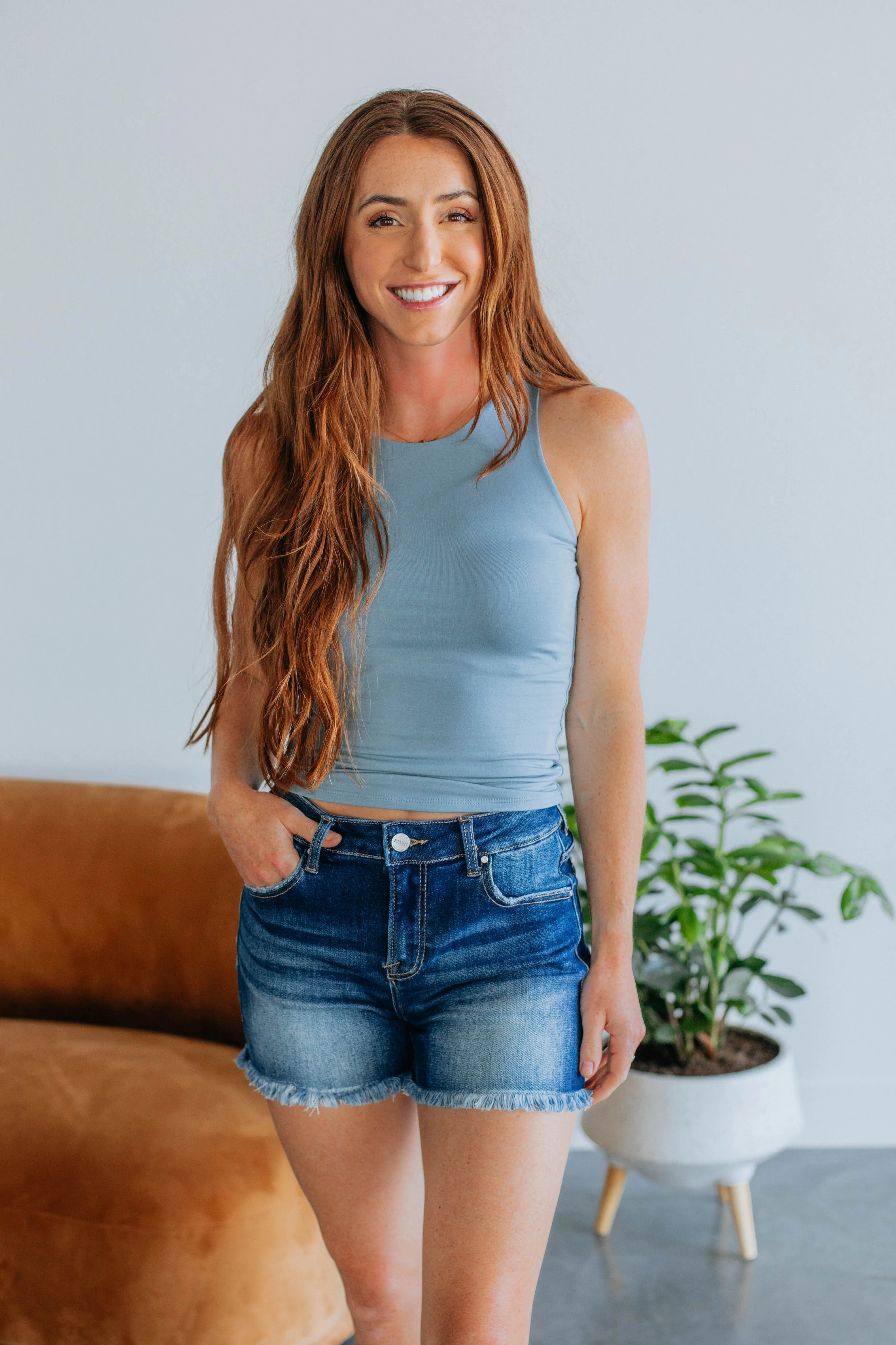Demi Basic Tank - Vintage Blue,Women Tank