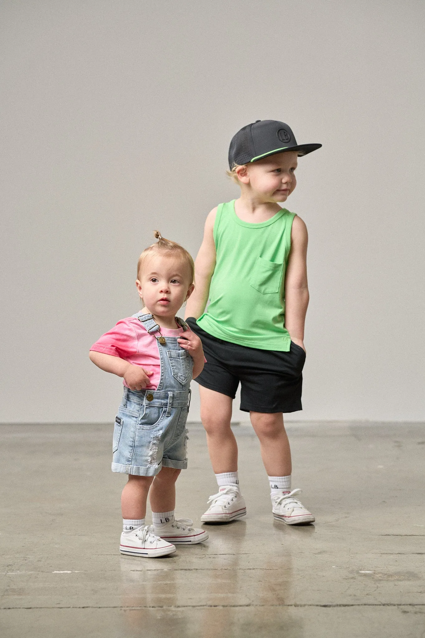 Distressed Denim Shortie Overall - Light Wash,Kids