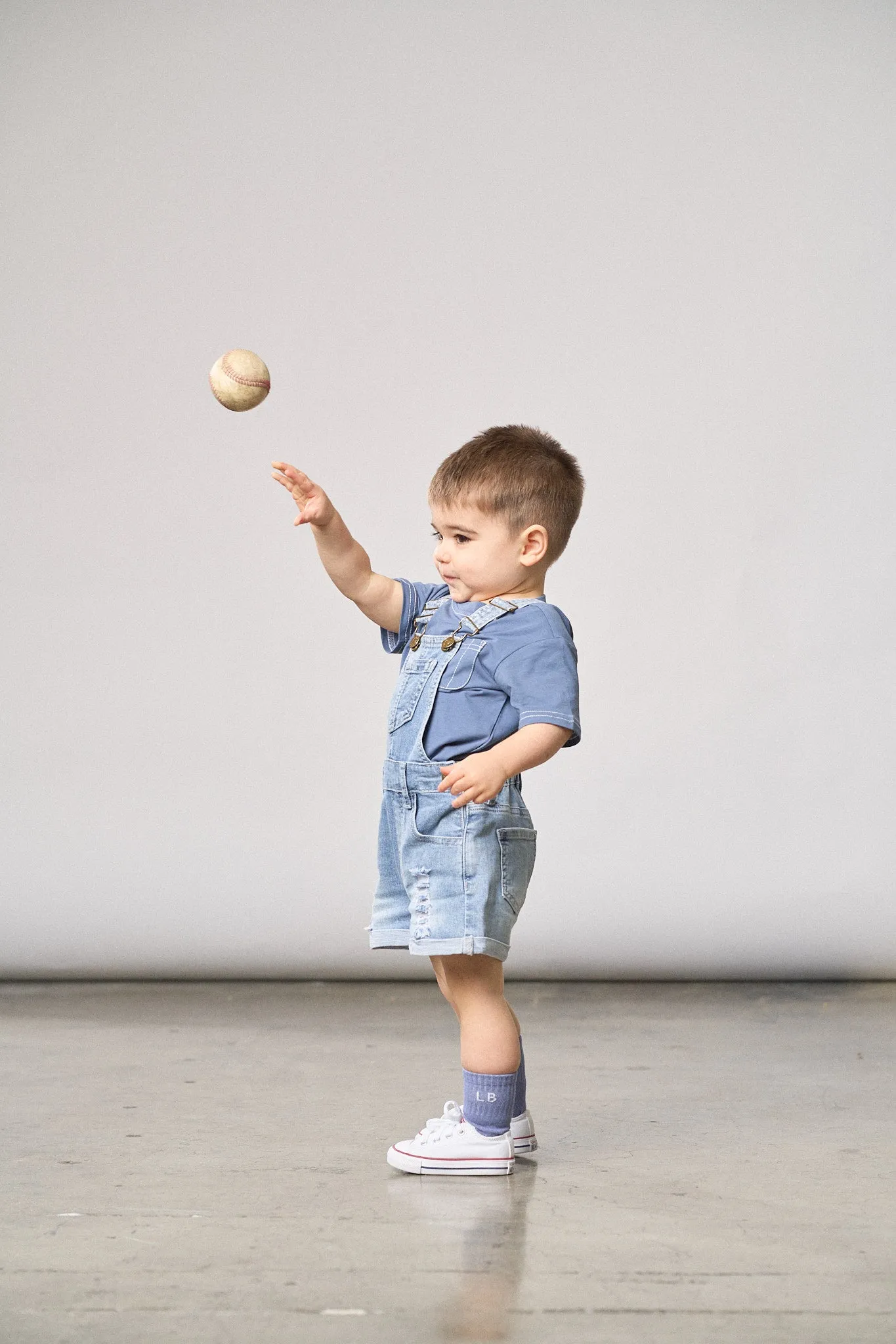 Distressed Denim Shortie Overall - Light Wash,Kids