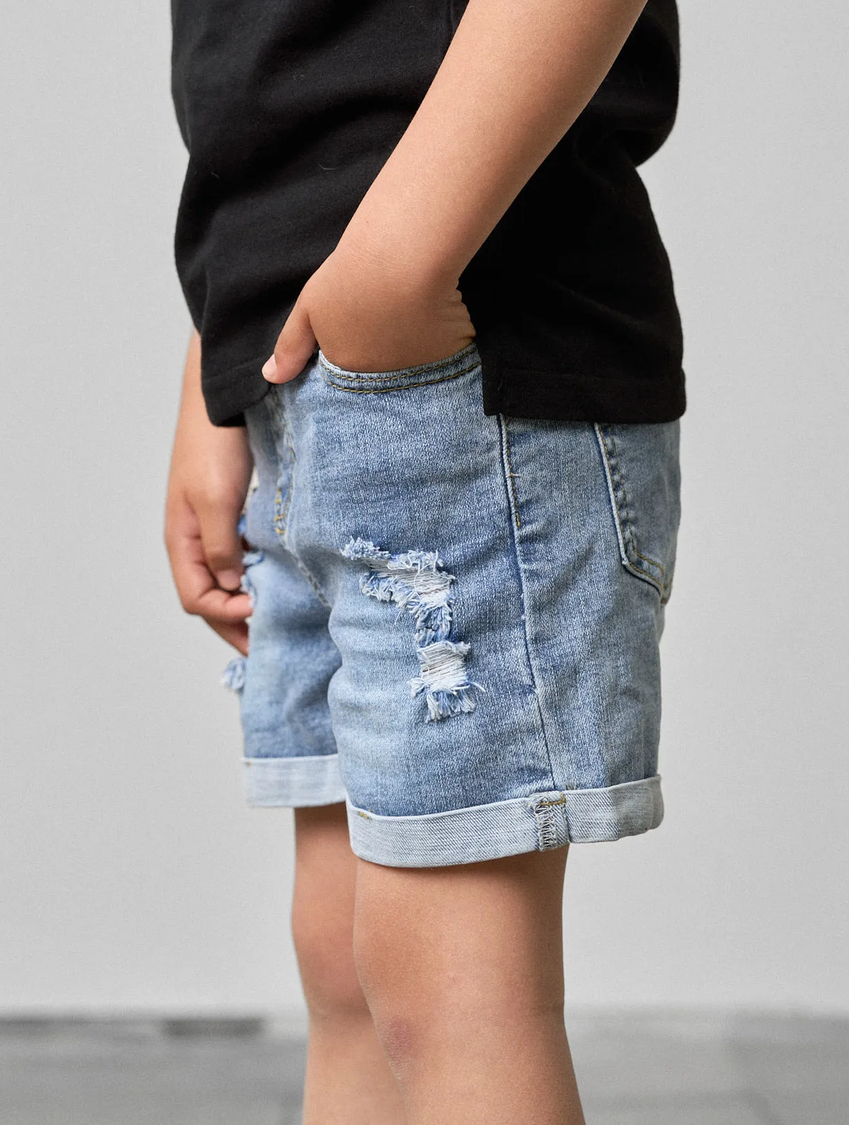 Distressed Denim Short,Kids