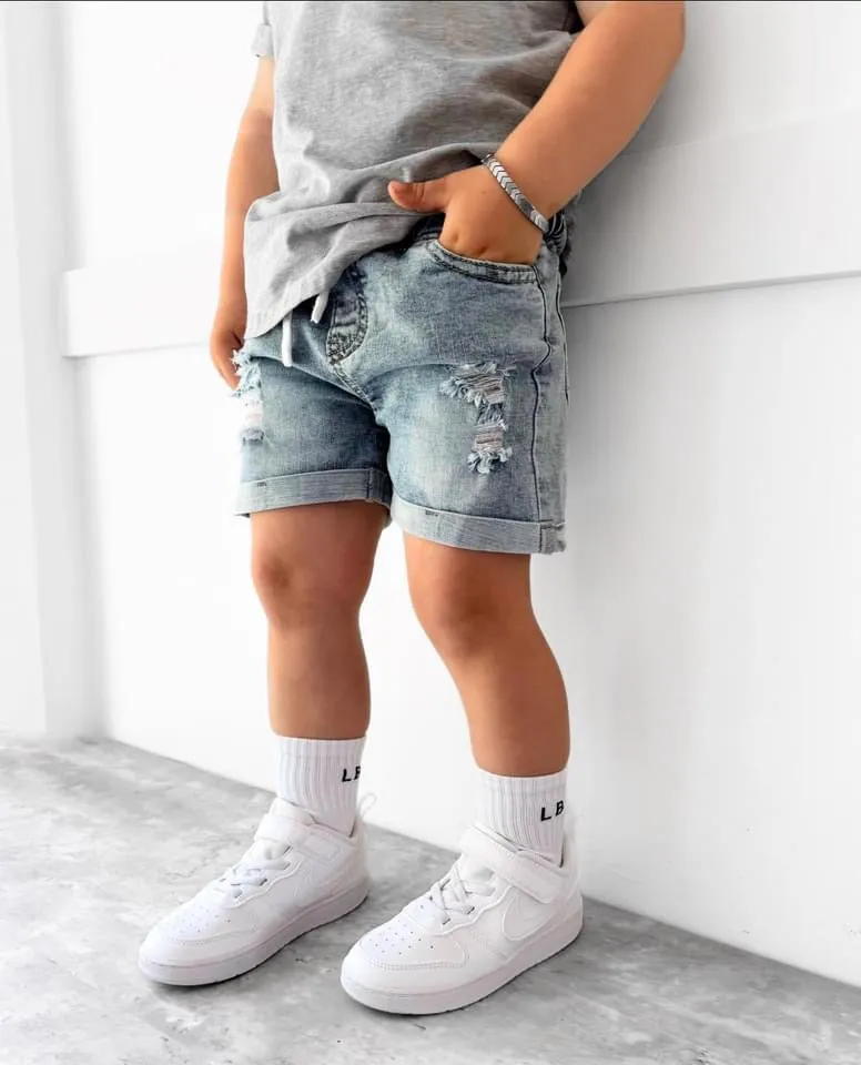 Distressed Denim Short,Kids