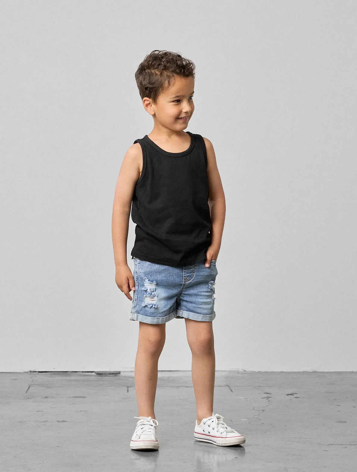 Distressed Denim Short,Kids