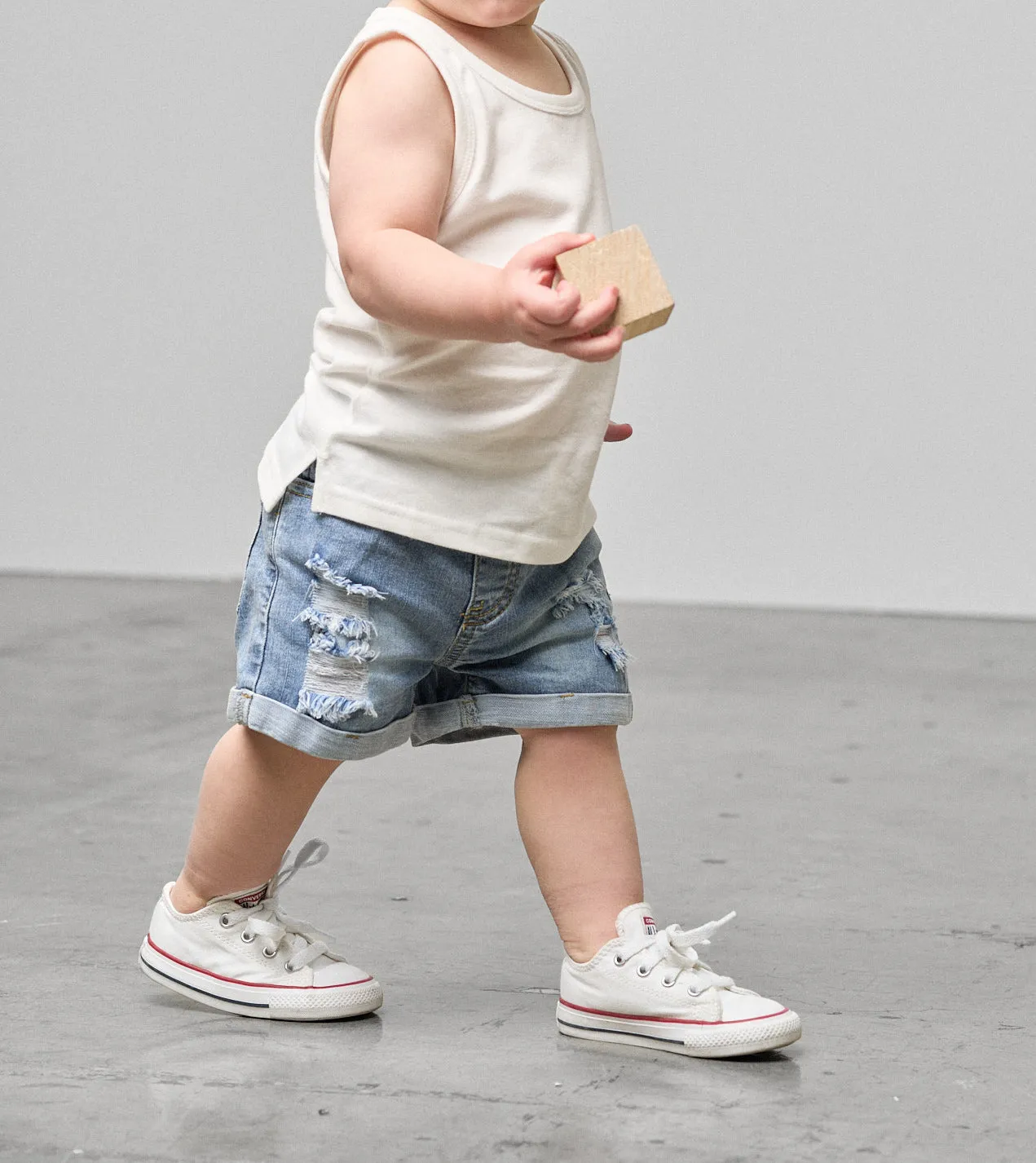 Distressed Denim Short,Kids