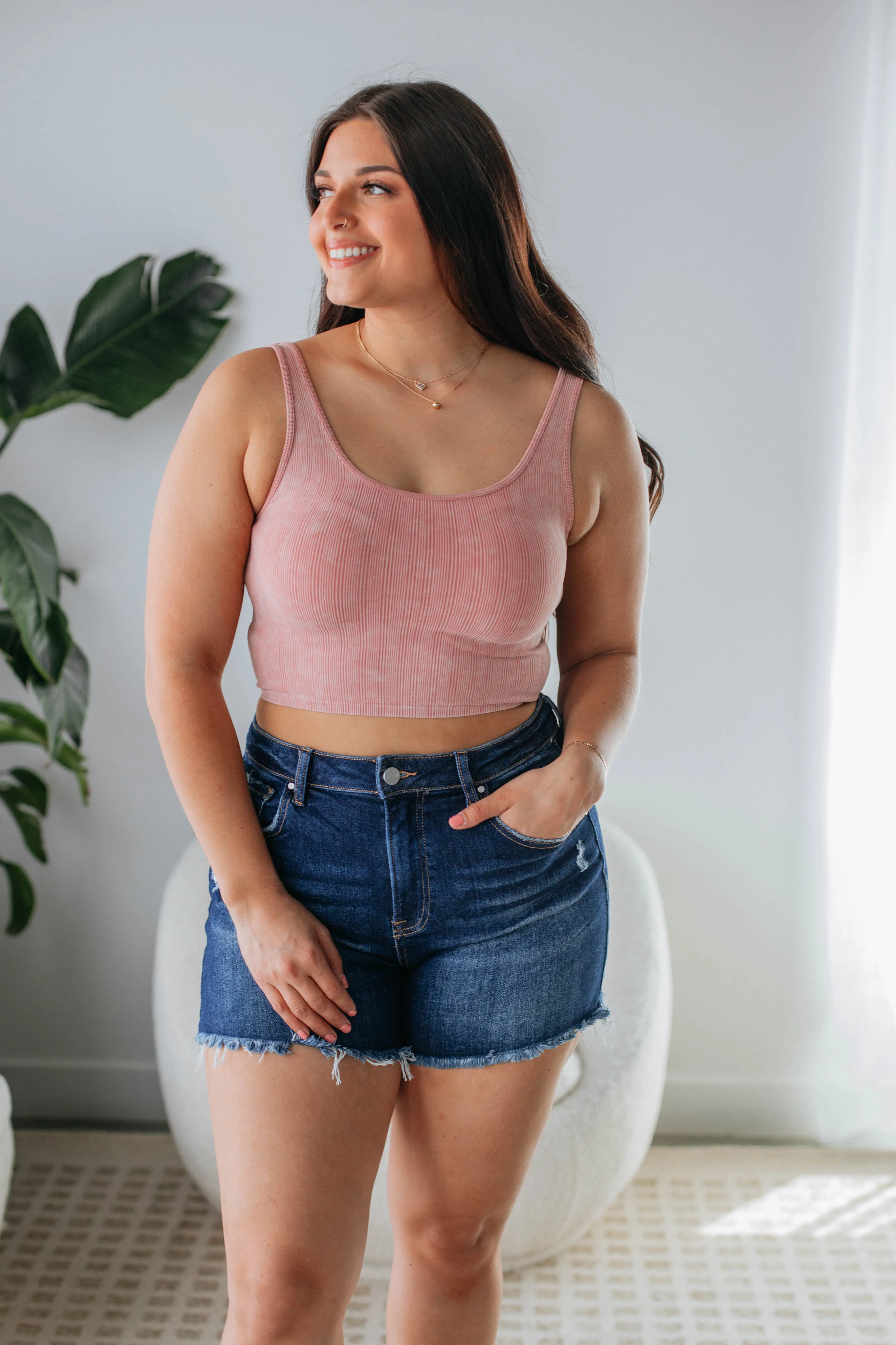 Drew Ribbed Tank - Dusty Rose,Women Tank