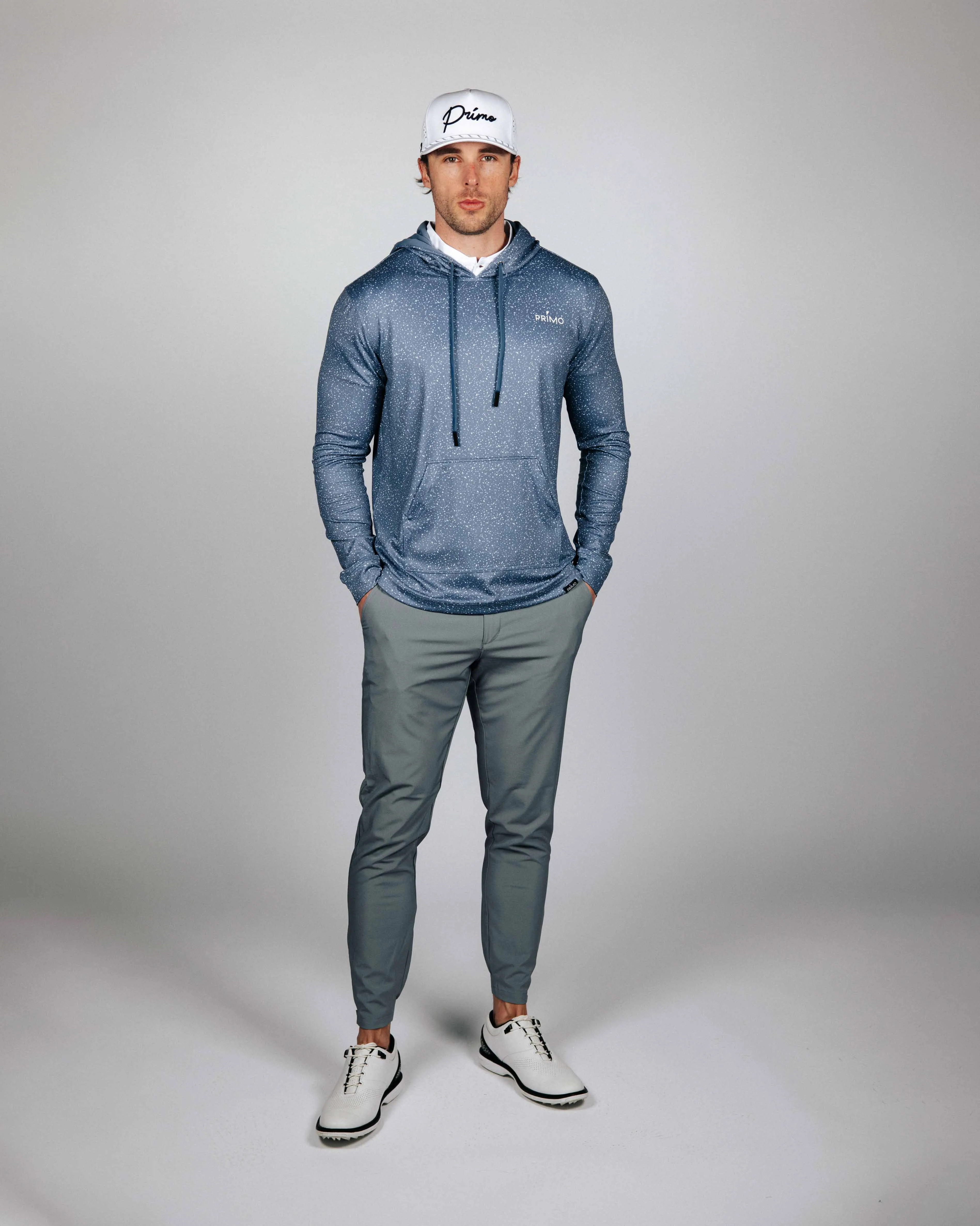 Dusty Blue Speckle Golf Hoodie,Men