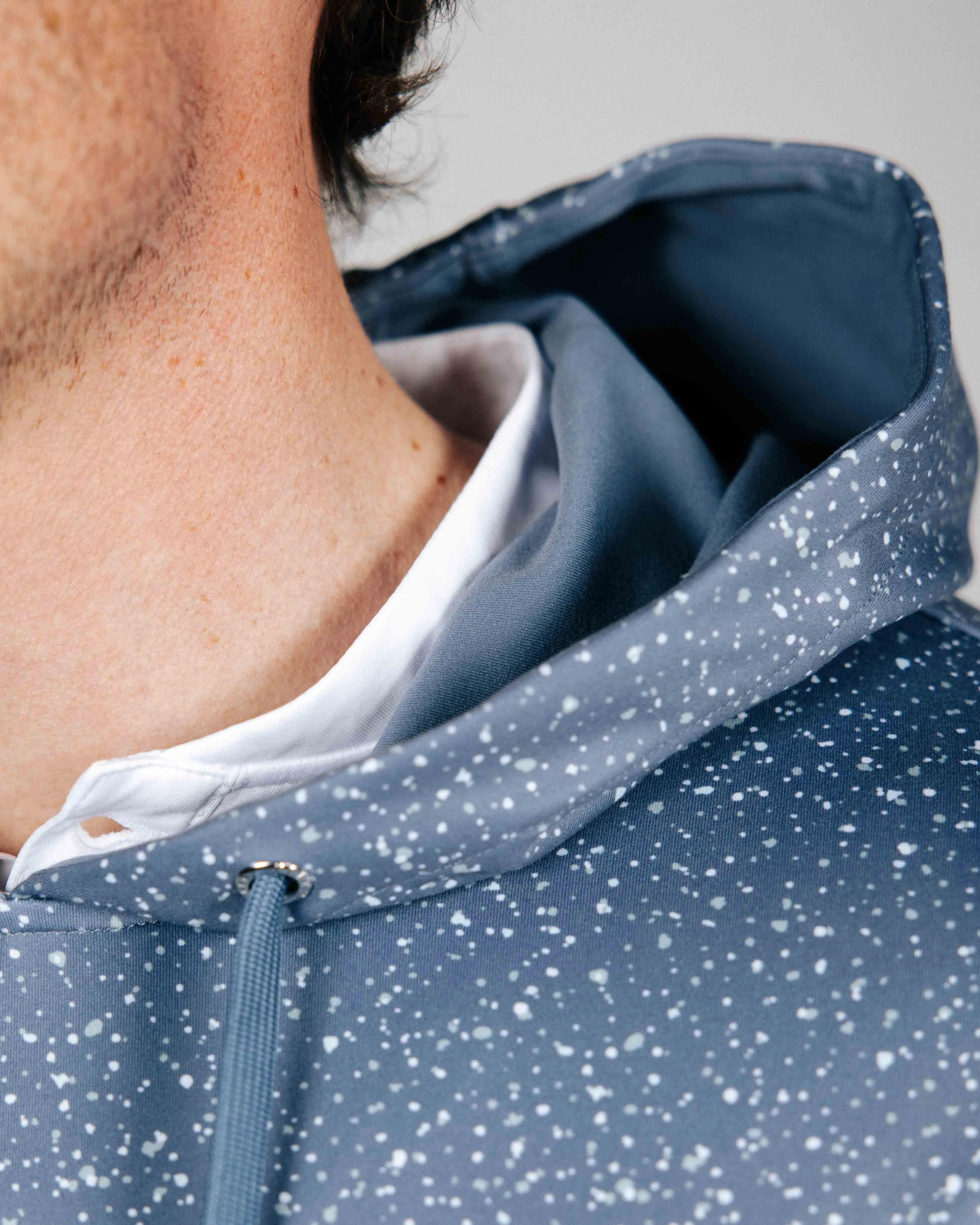 Dusty Blue Speckle Golf Hoodie,Men