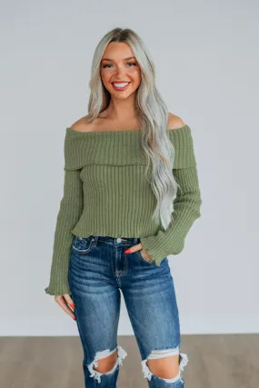 Elaine Off Shoulder Sweater  - Olive,Women Sweater