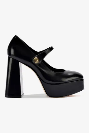 Emma Pump In Black Leather,Women Heel