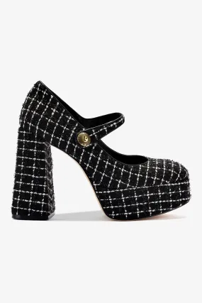 Emma Pump In Black Tweed,Women Heel