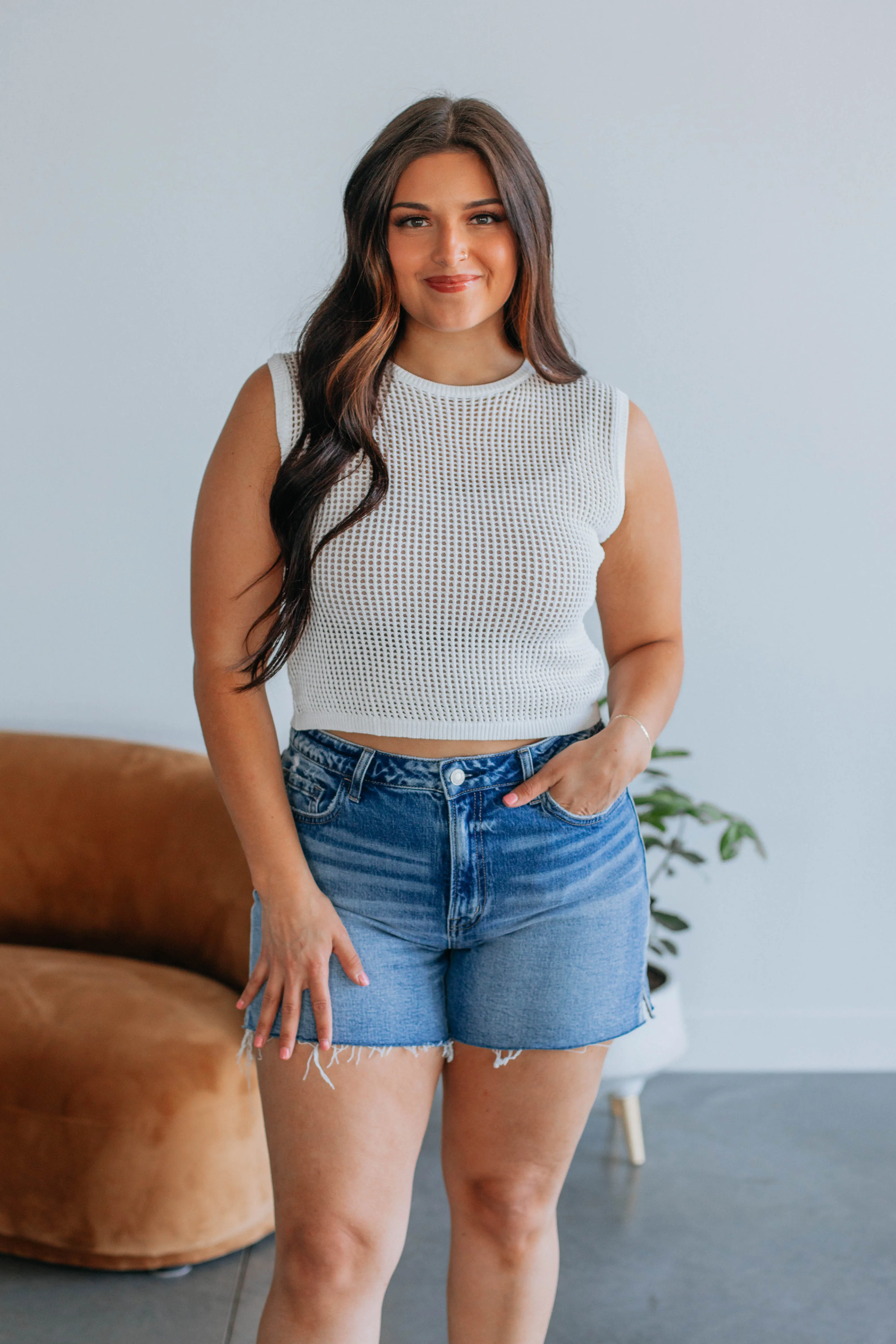 Esmeralda Crochet Tank - Ivory,Women Tank